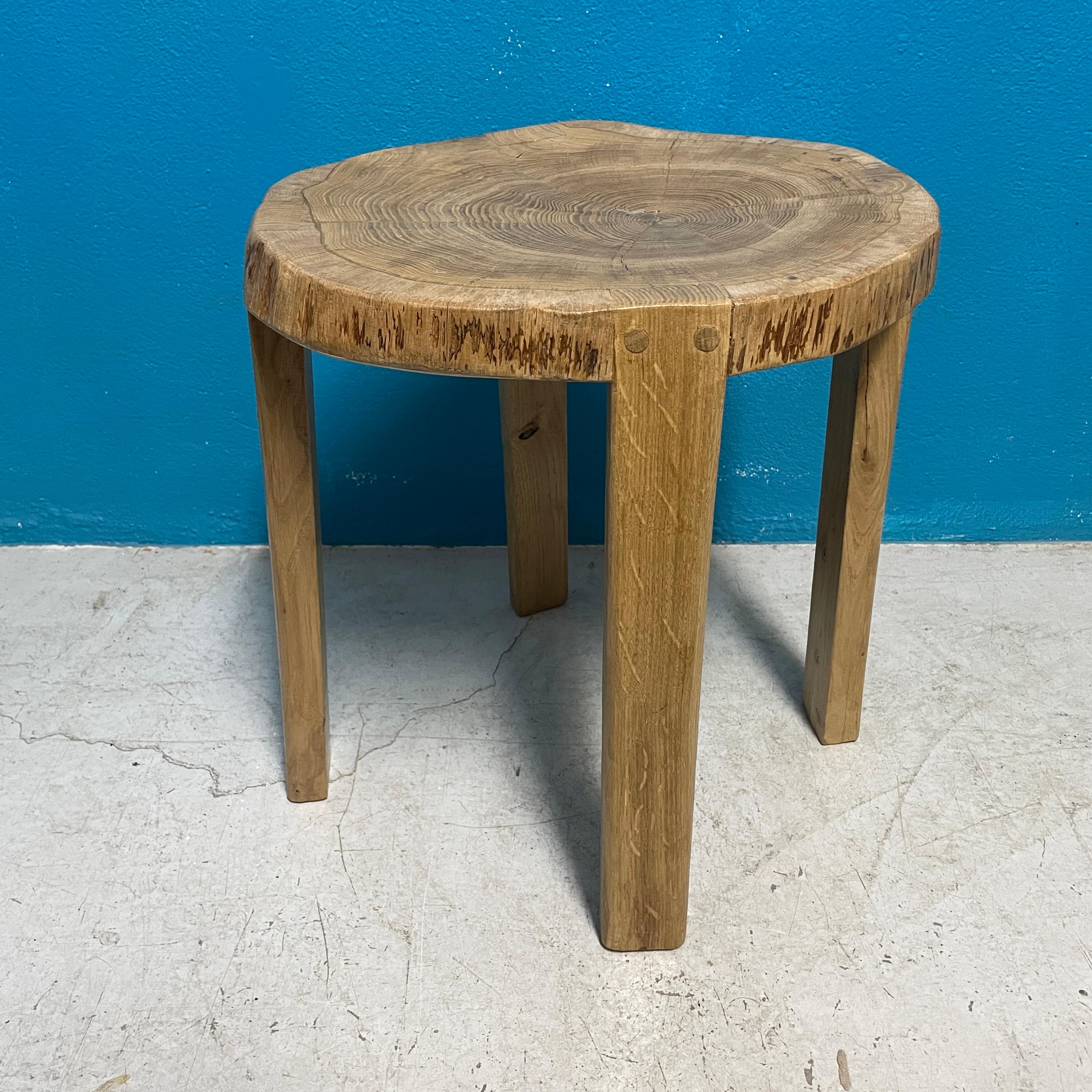 Rustic Vintage Oak Stool, Handcrafted in Finland In Good Condition For Sale In Turku, FI