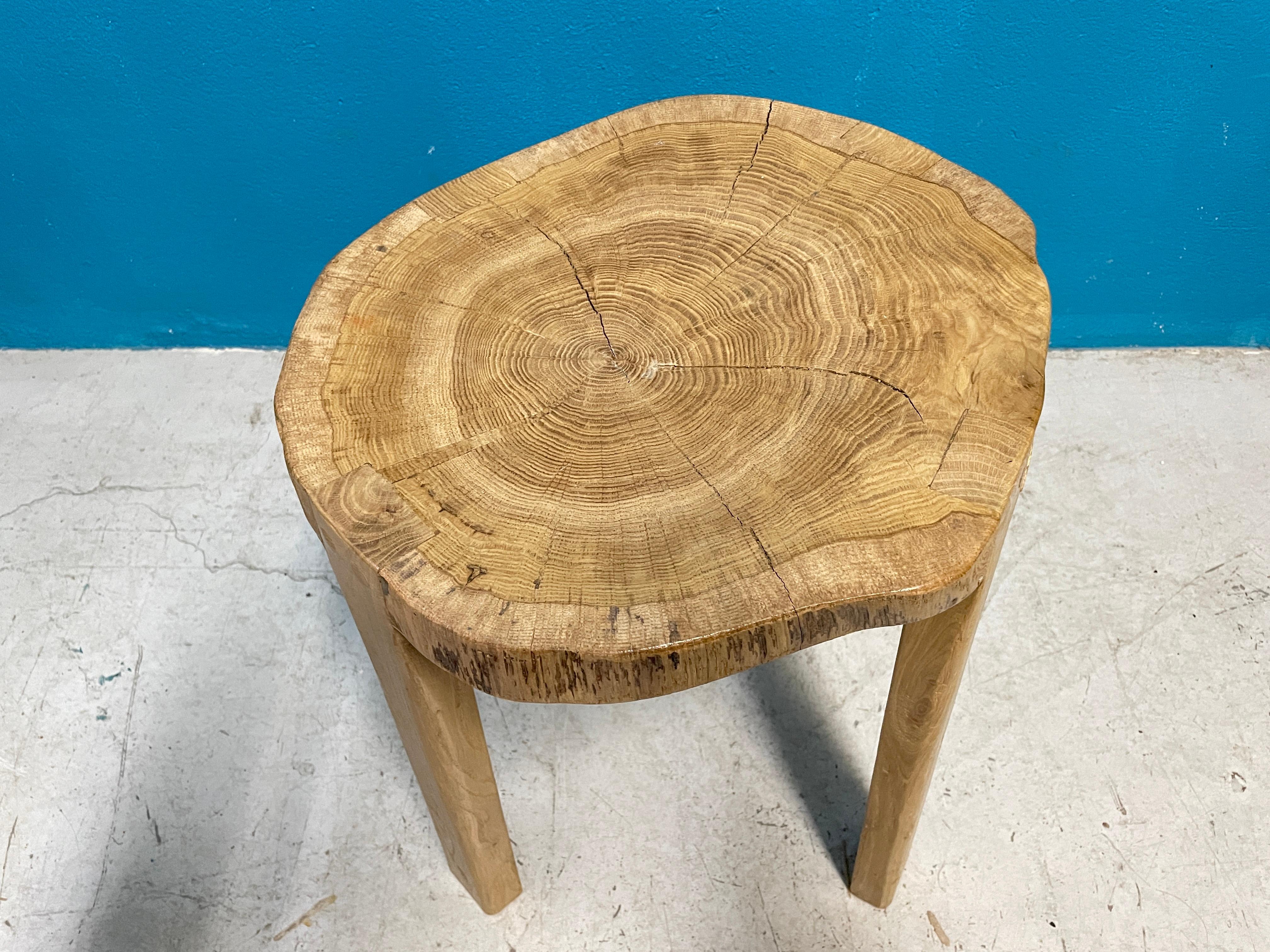 Rustic Vintage Oak Stool, Handcrafted in Finland For Sale 2