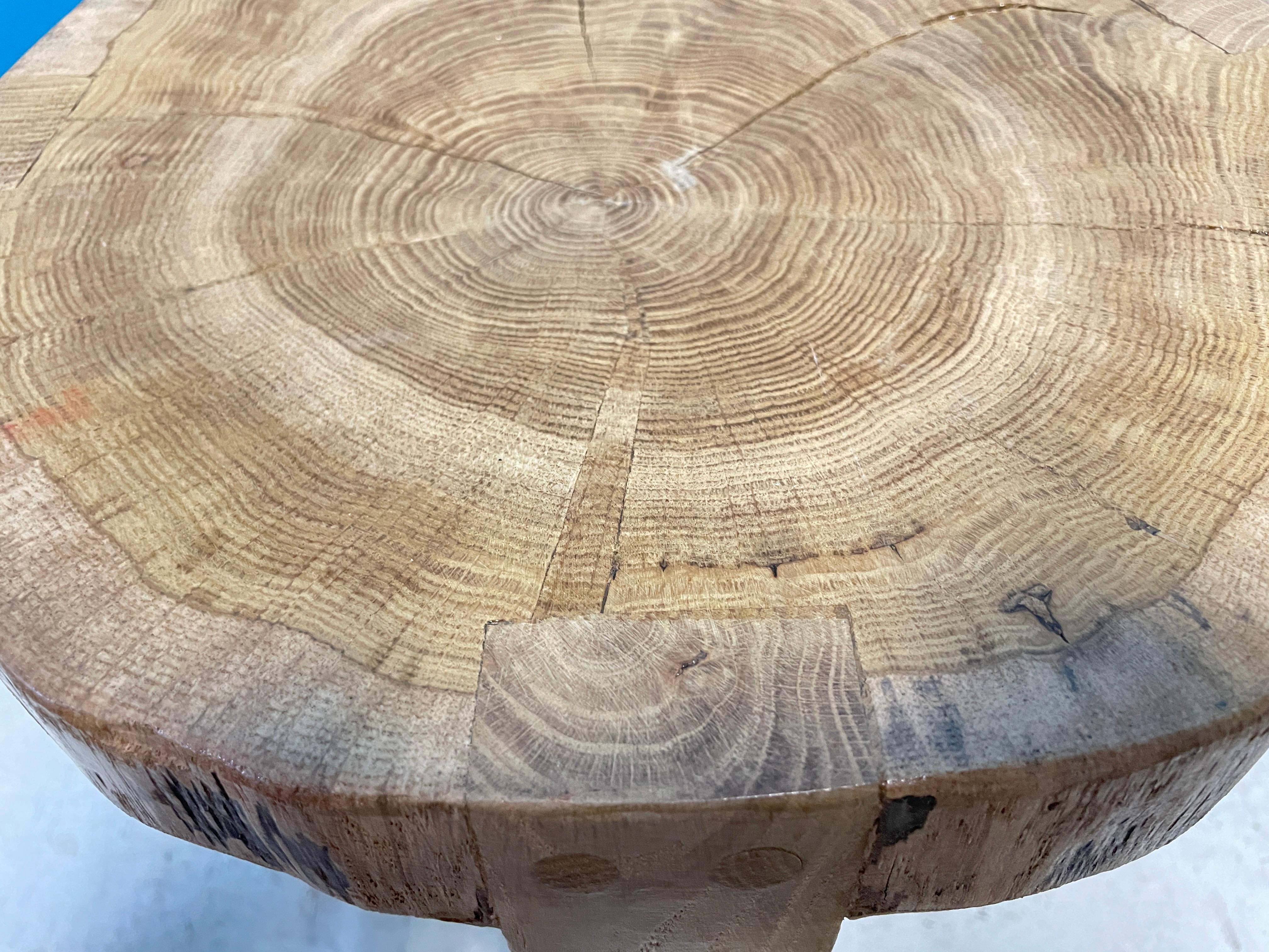 Rustic Vintage Oak Stool, Handcrafted in Finland For Sale 3