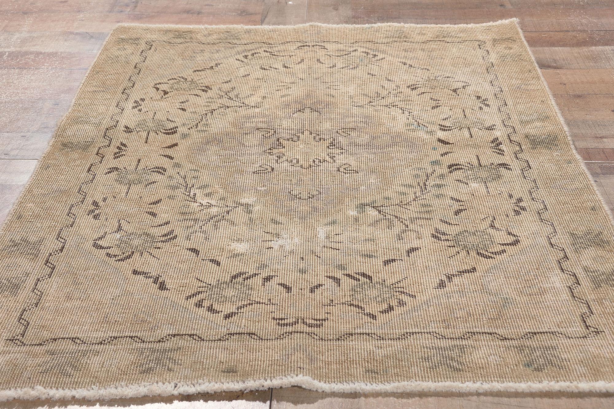 20th Century Rustic Vintage Persian Tabriz Rug Warm Neutral Earth-Tone Colors For Sale
