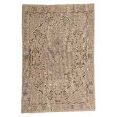 Rustic Vintage Persian Tabriz Rug Warm Neutral Earth-Tone Colors