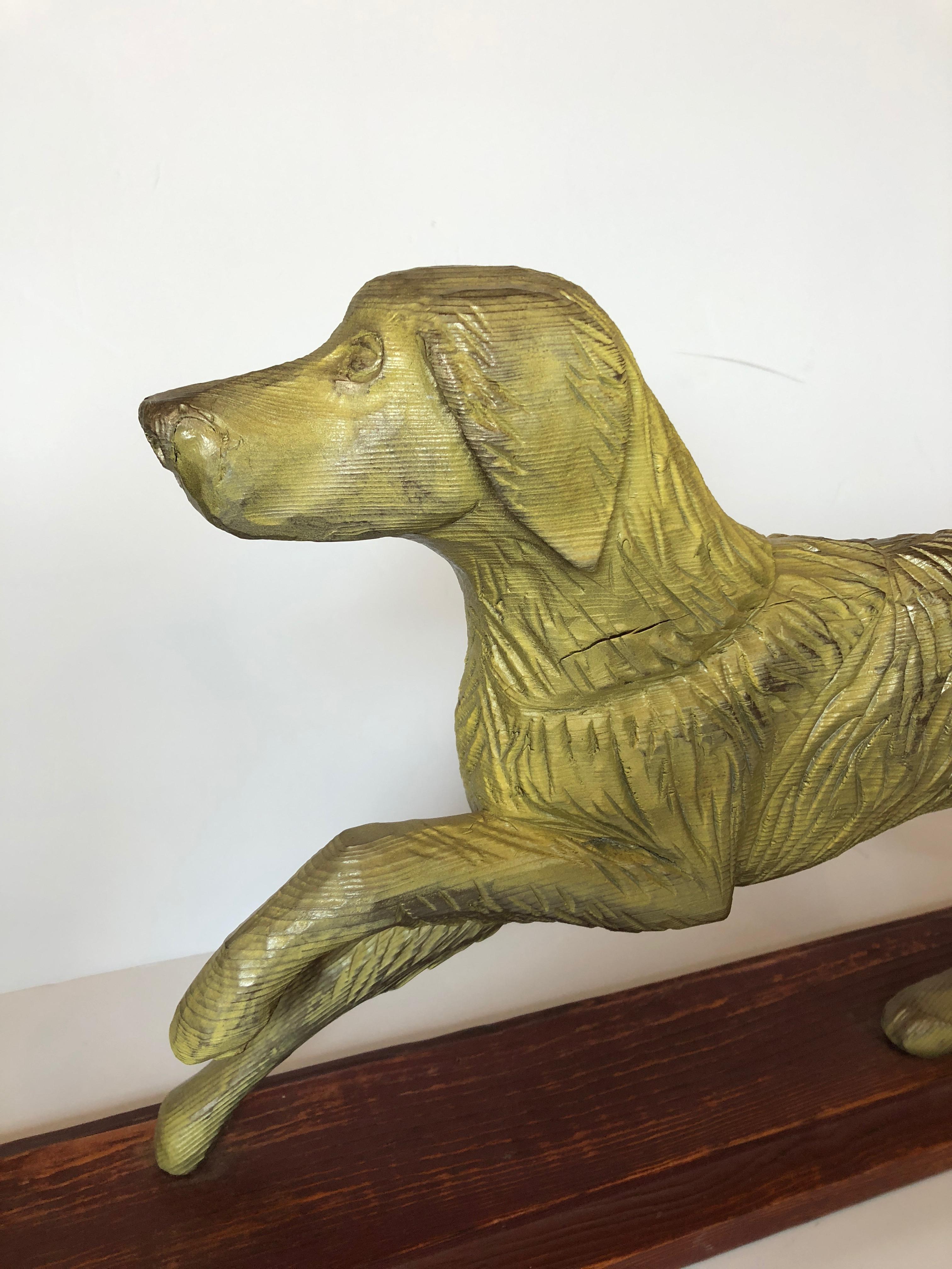 Mid-20th Century Rustic Vintage Sculpture of a Prancing Retriever Dog