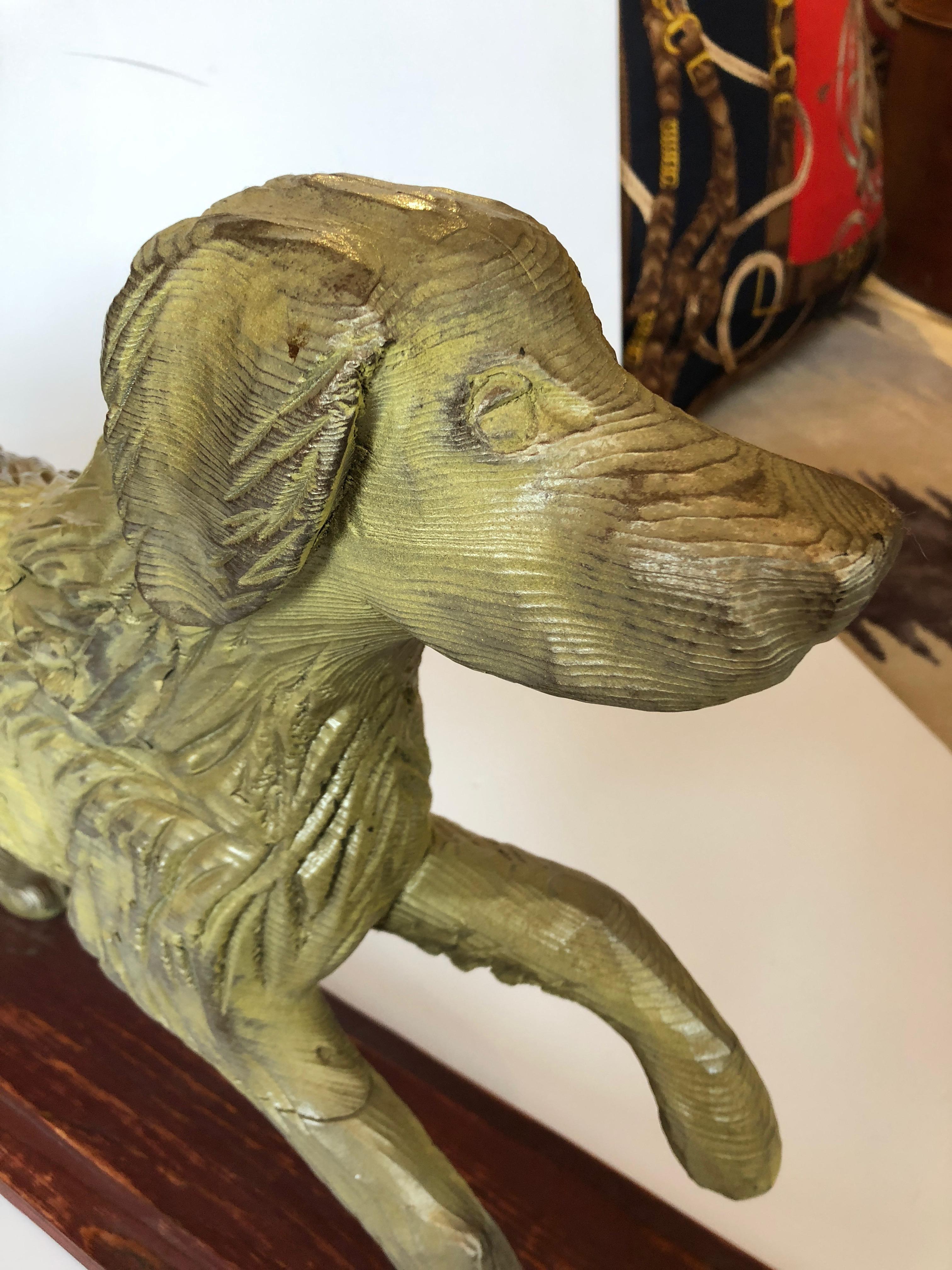 Rustic Vintage Sculpture of a Prancing Retriever Dog 3