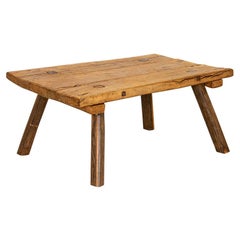 Rustic Vintage Slab Plank Coffee Table with Splay Peg Legs