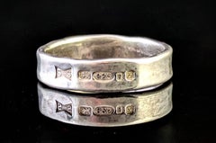 Anello vintage rustico a fascia in argento sterling, fede nuziale