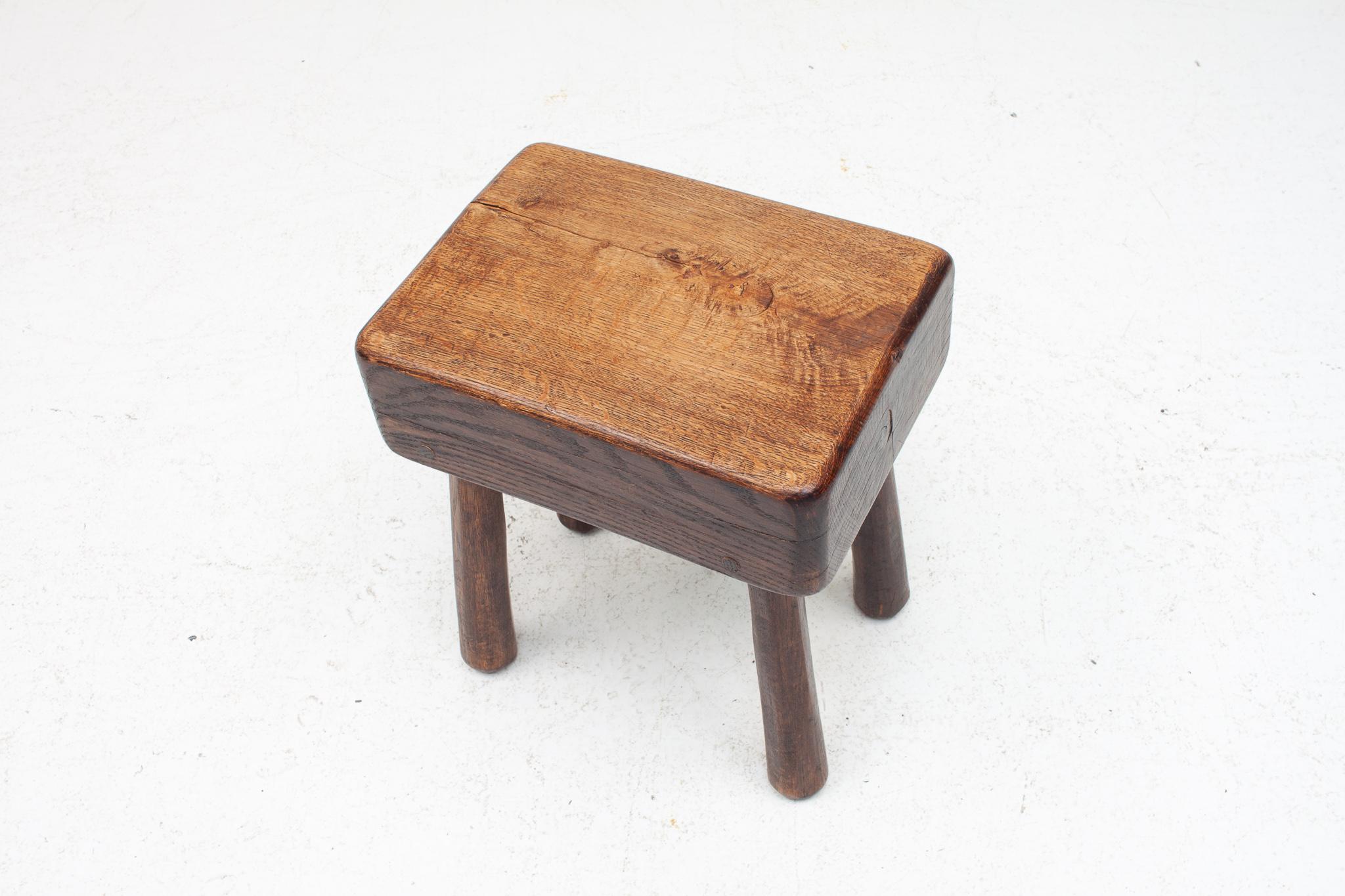 Wood  Rustic, Vintage Stool/Table, Belgium, 1900s