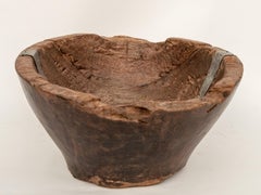 Rustic Vintage Teak Hand Hewn Wooden Bowl from Java, Mid-20th Century