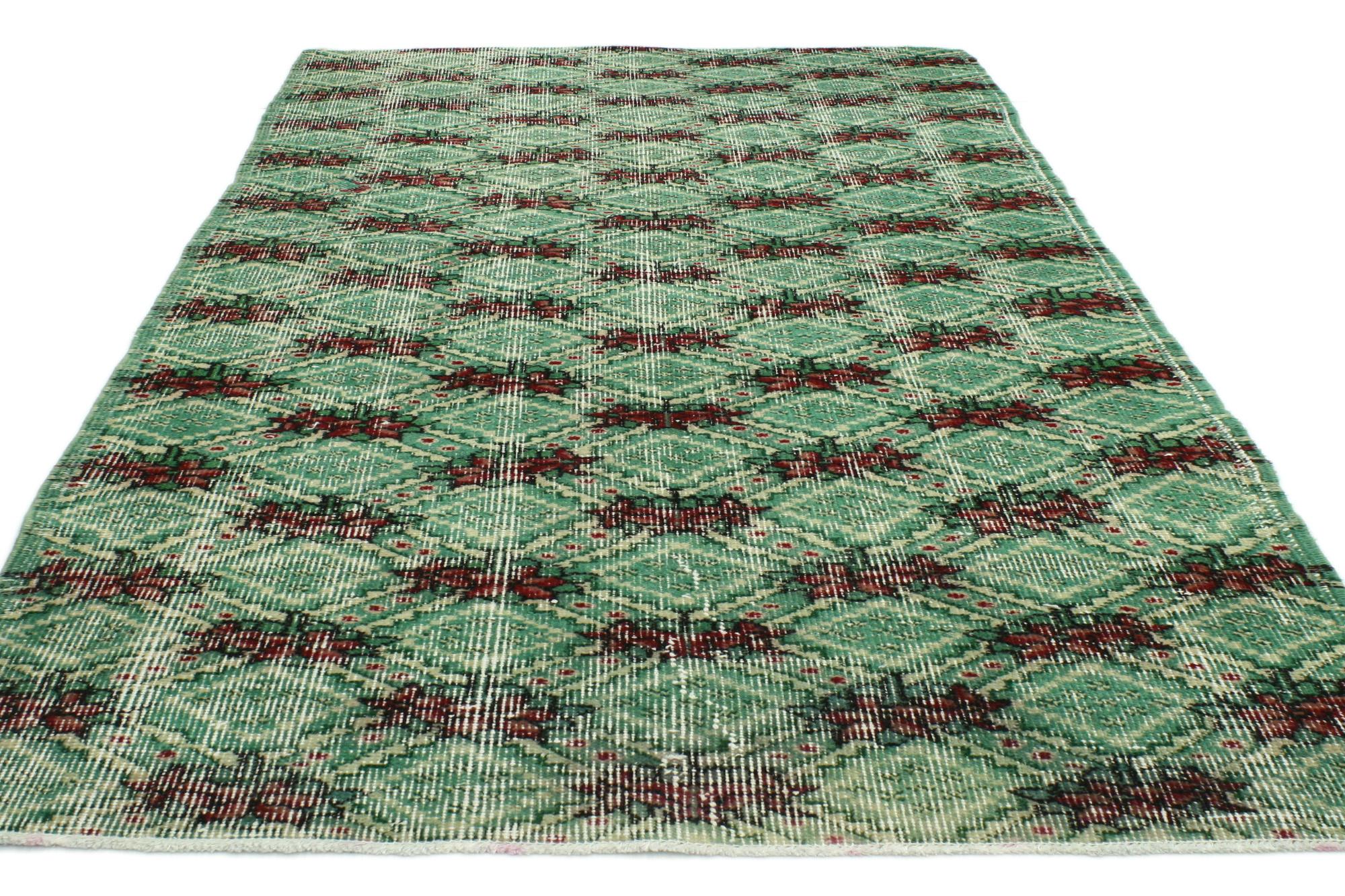 Hand-Knotted Rustic Vintage Turkish Sivas Rug For Sale