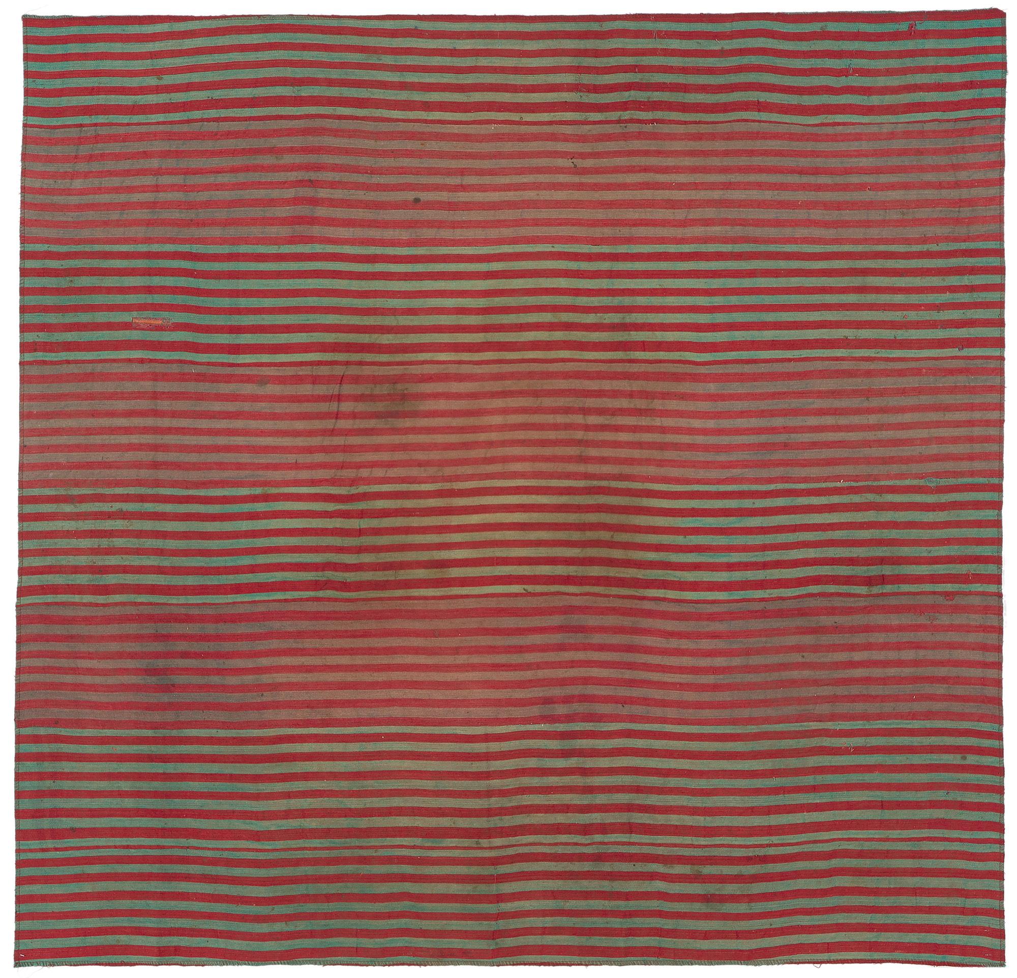 Handwoven Vintage Turkish Striped Flatweave Kilim Rug For Sale 3
