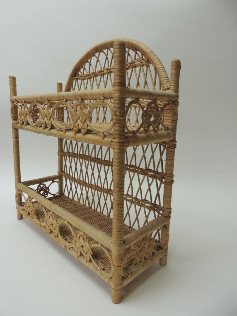 Rustic Vintage Woven Wicker Wall Shelf at 1stDibs