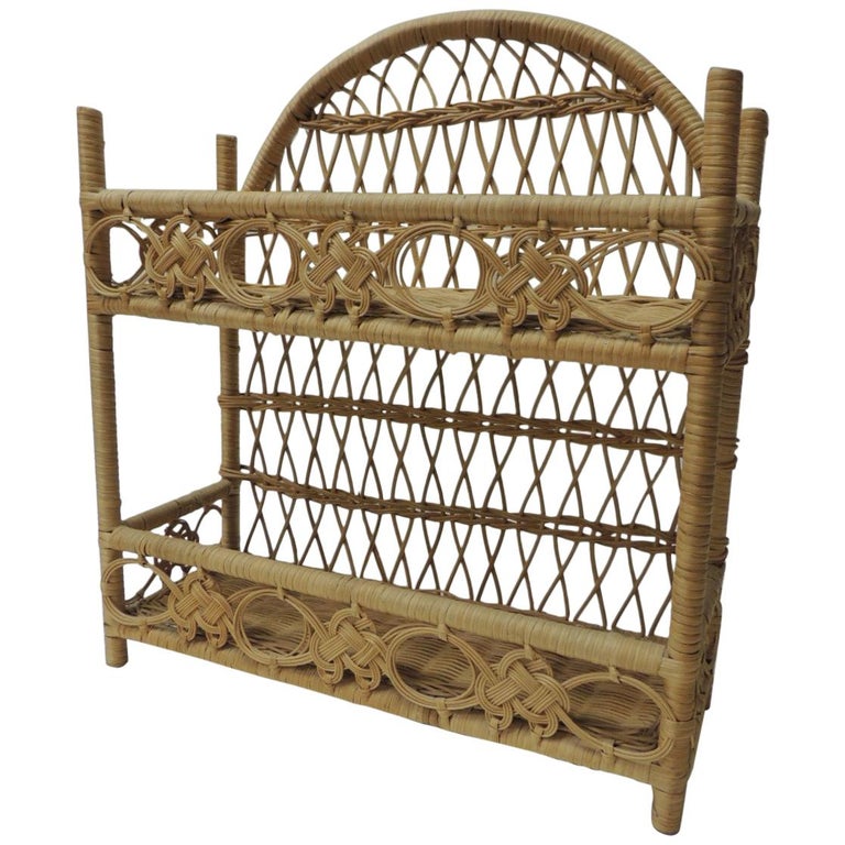 Rustic Vintage Woven Wicker Wall Shelf at 1stDibs