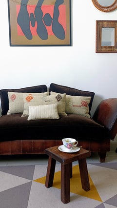 Gueridón/ Mesa Ocasional/ Taburete Rústico Wabi Sabi Roble Francés Antiguo