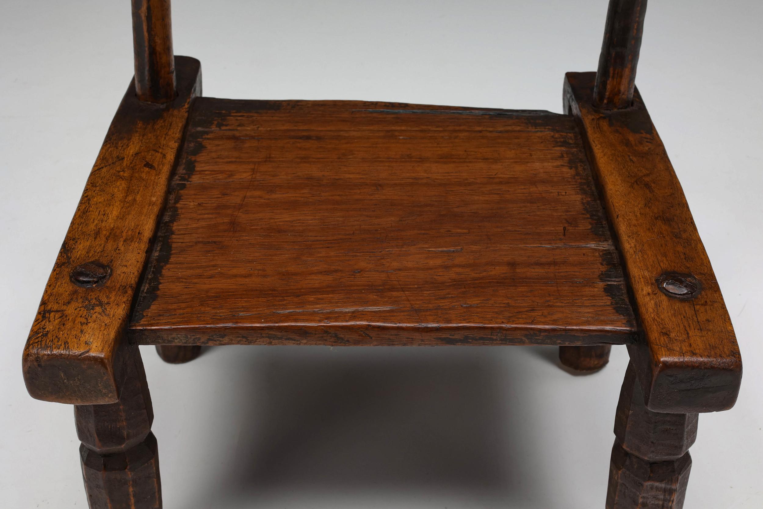 Wood Rustic Wabi-Sabi Arm Chair, Patina, Craftsmanship, 1890's
