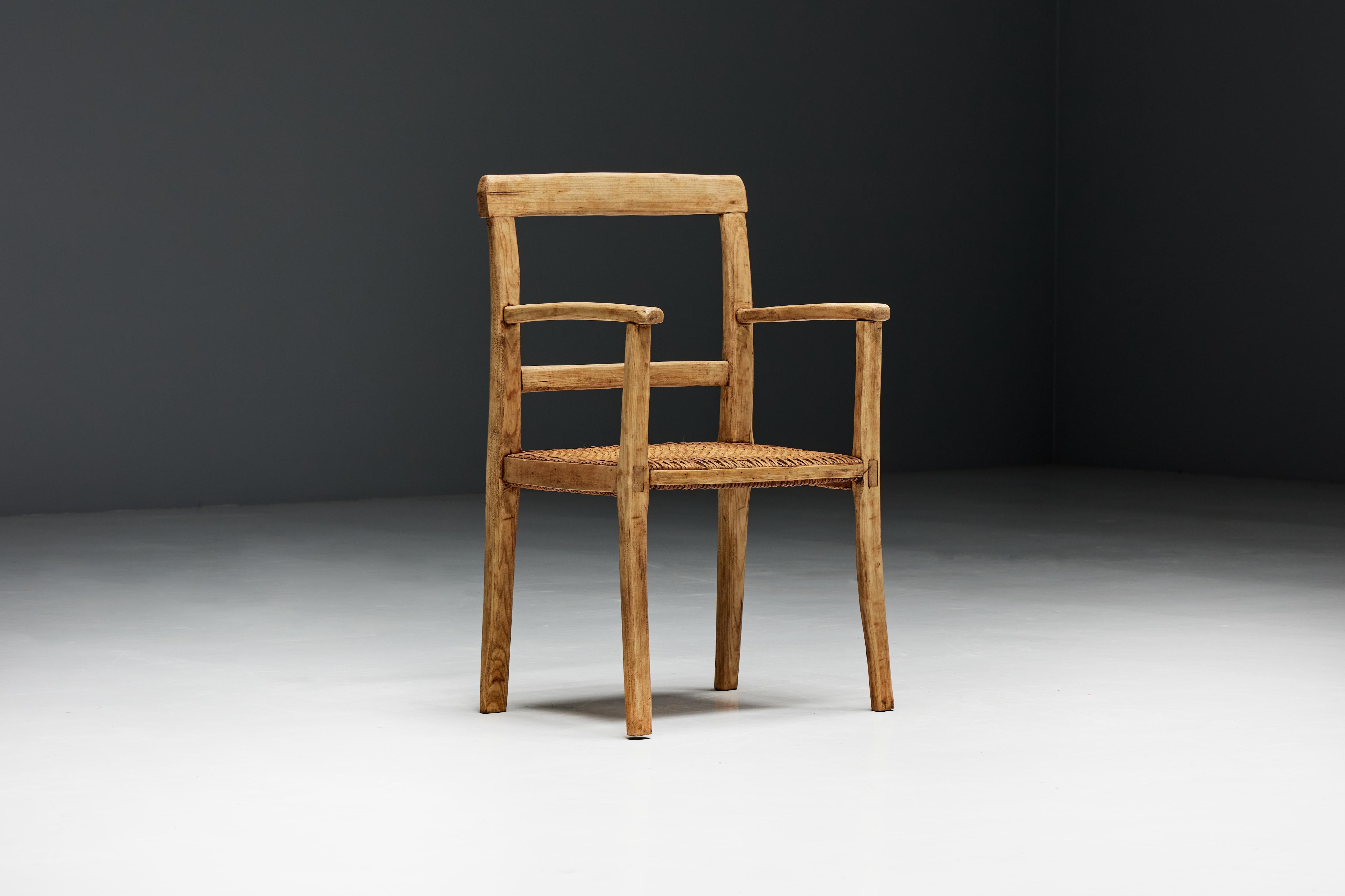 French Rustic Wabi Sabi Armchair, France, 19th Century For Sale