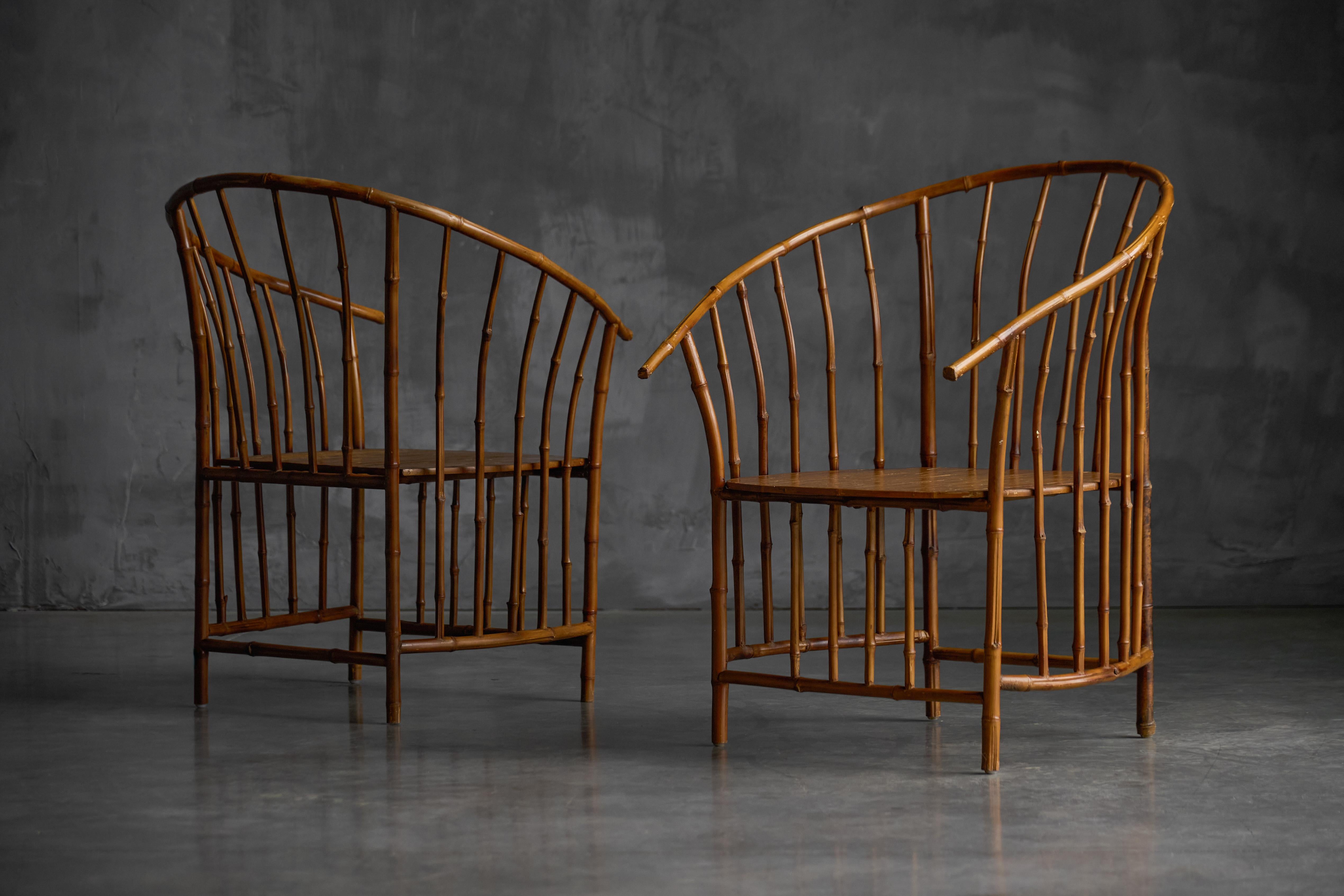 Rustique Fauteuils rustiques en bambou Wabi Sabi, France, 1970 en vente