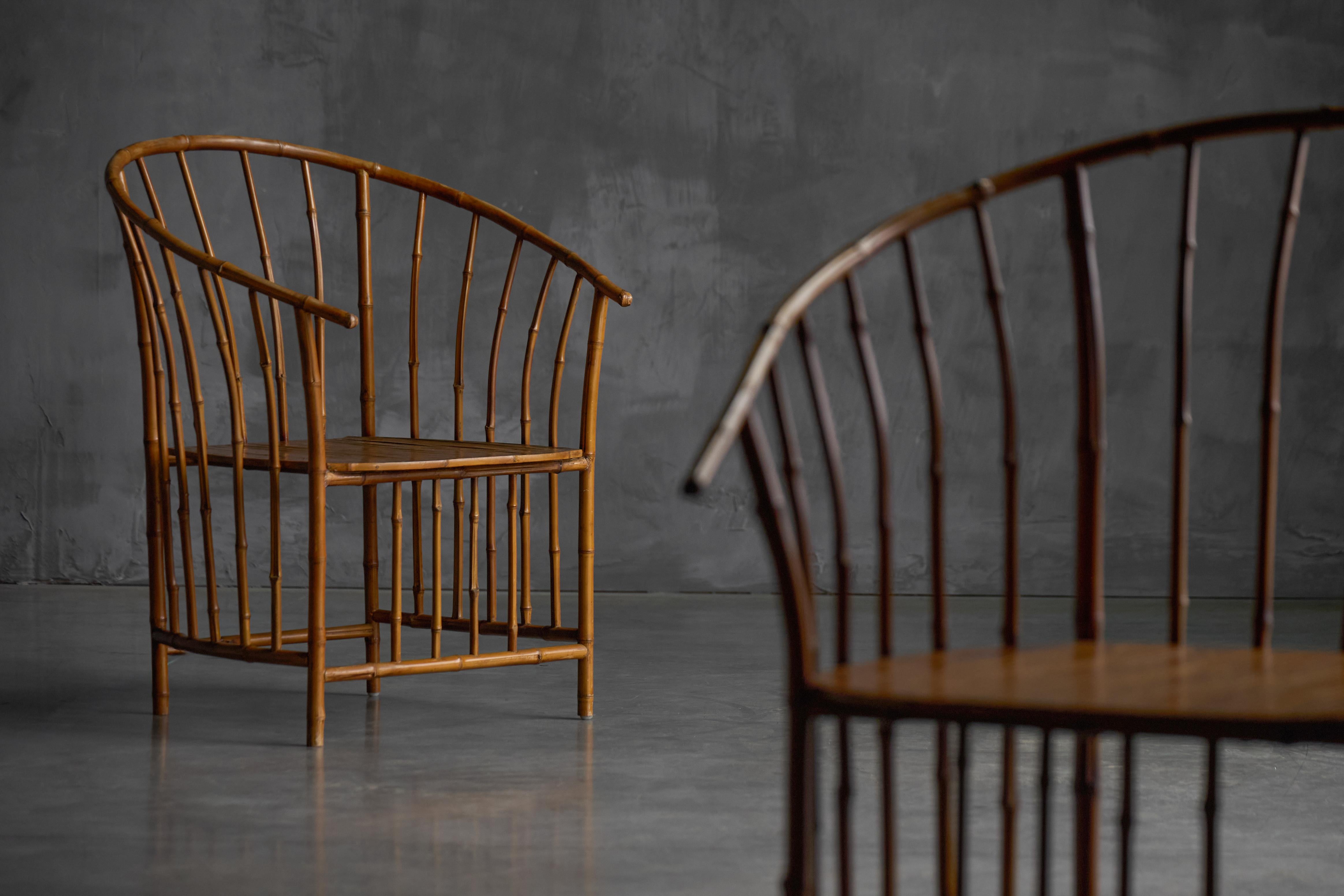 Français Fauteuils rustiques en bambou Wabi Sabi, France, 1970 en vente