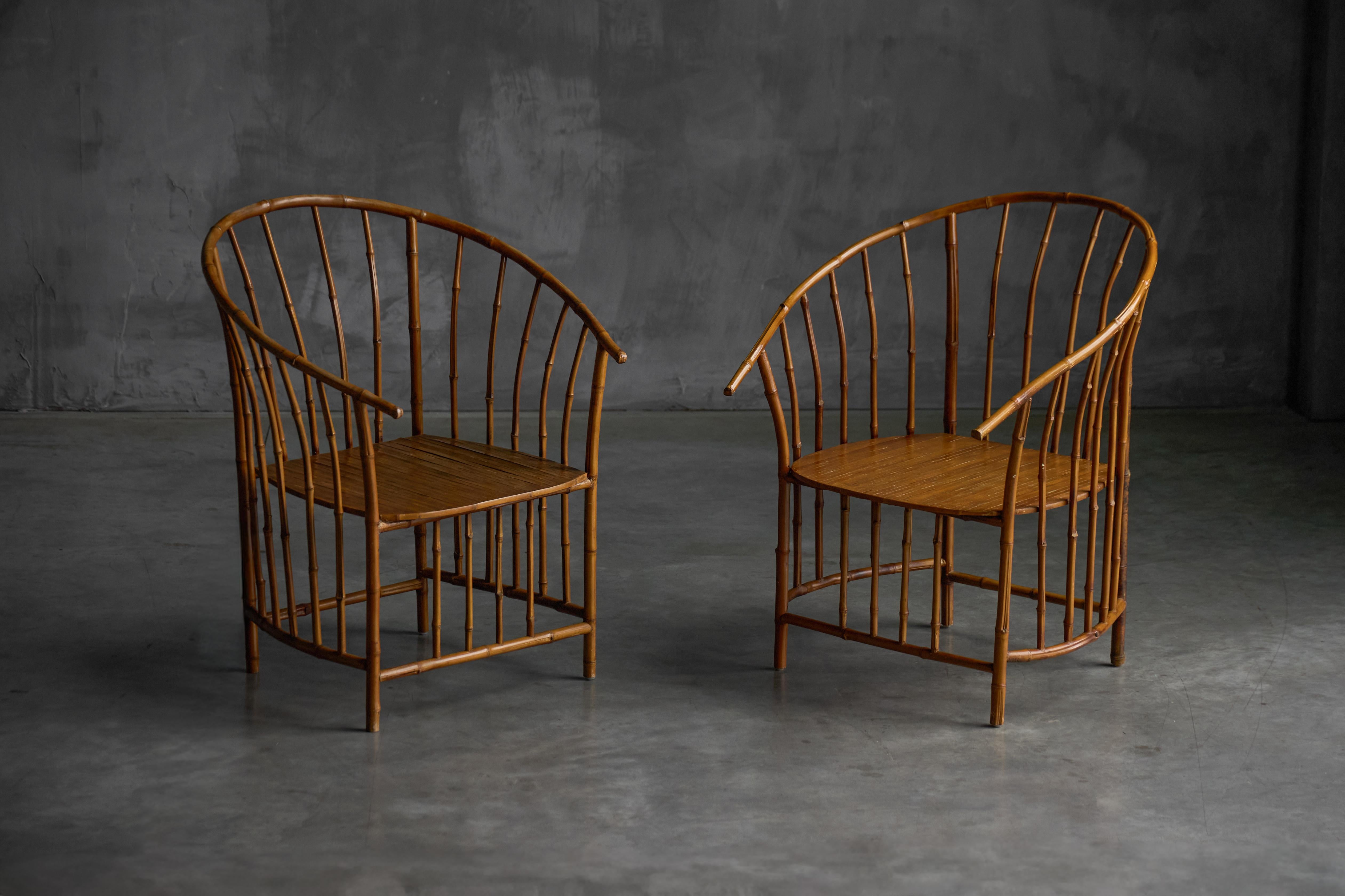 Fauteuils rustiques en bambou Wabi Sabi, France, 1970 Excellent état - En vente à Antwerp, BE