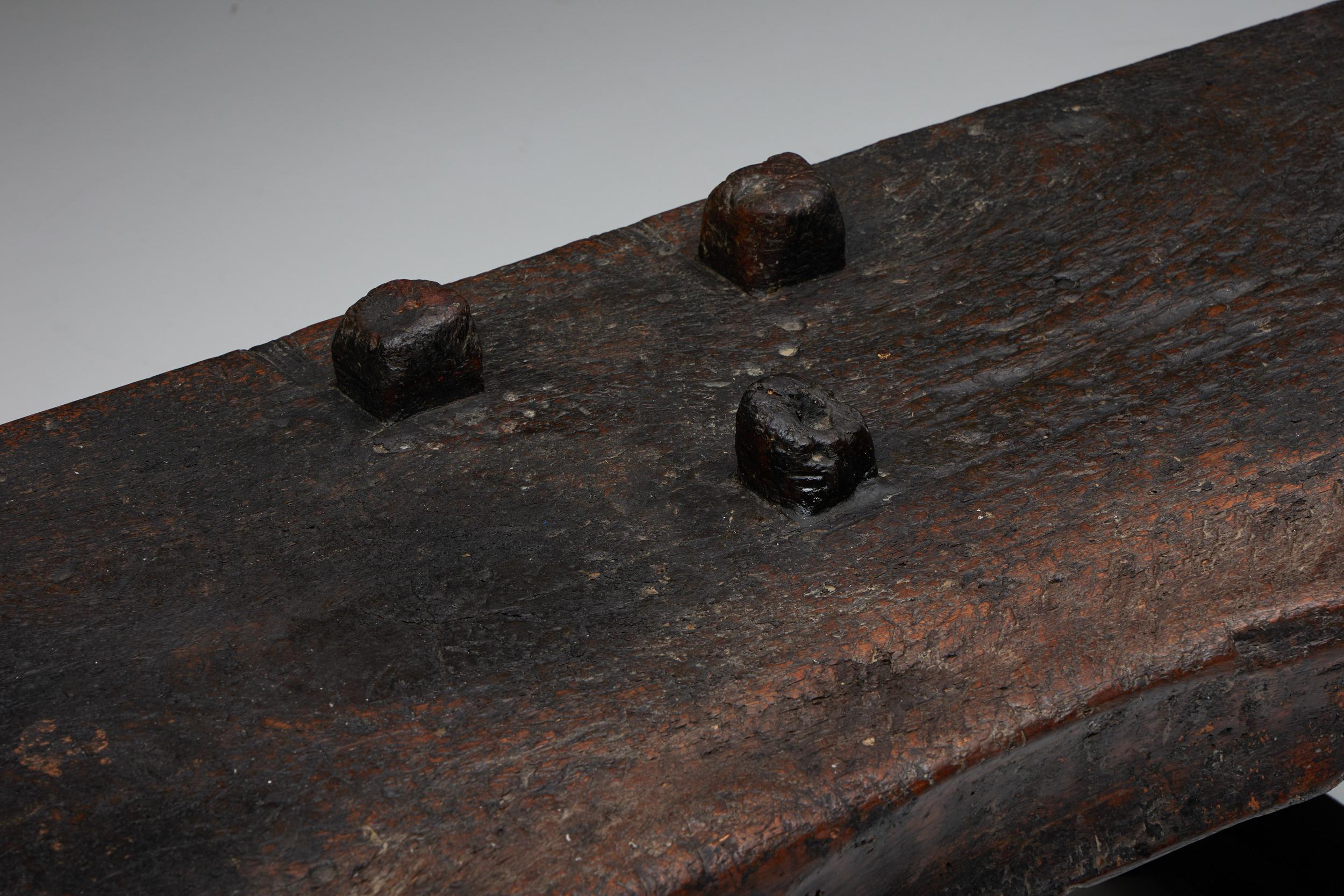 Wood Rustic Wabi-Sabi Brown Versatile Piece, Console Table, Side Table, Bench, 1920s For Sale