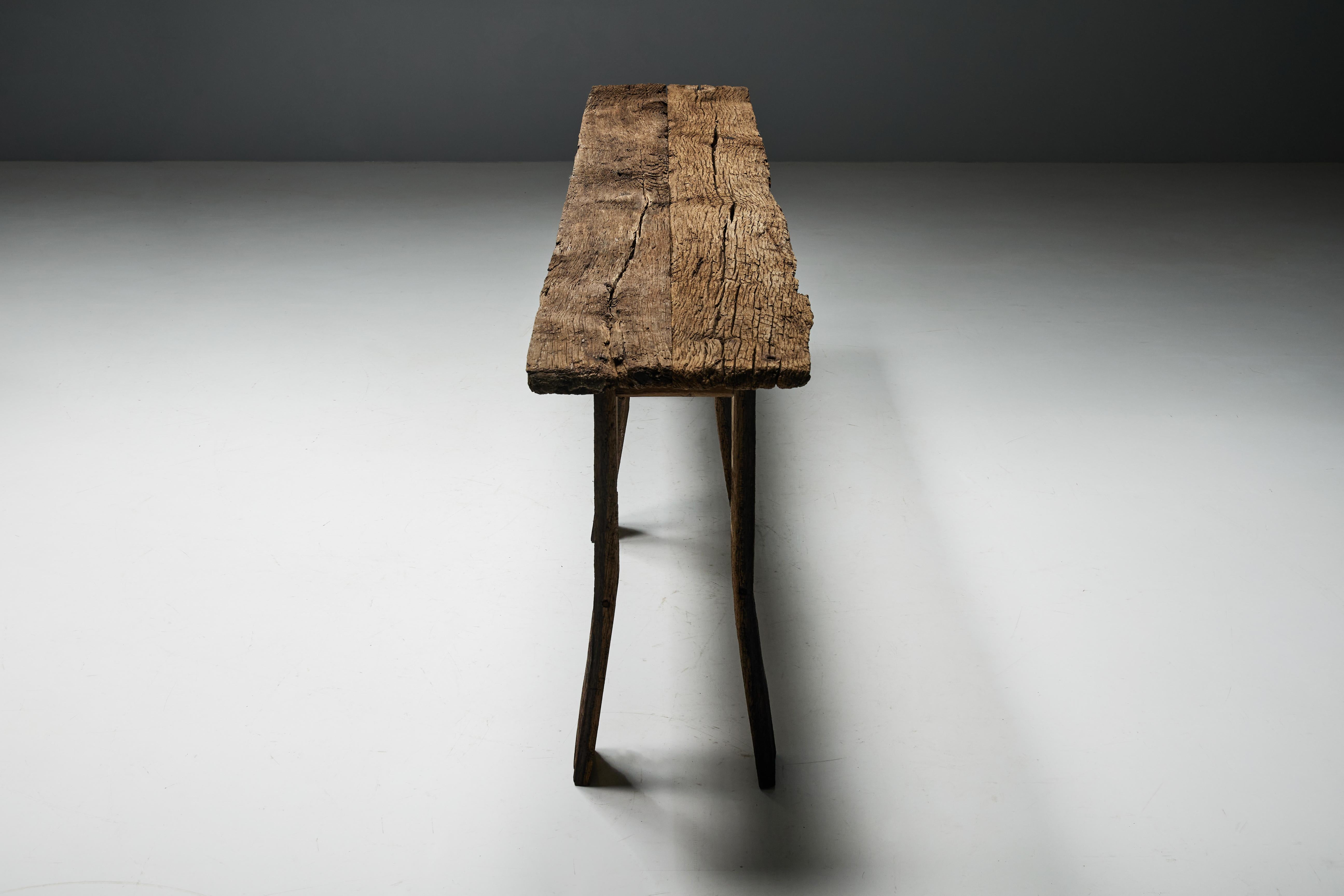 Rustic Wabi Sabi Console Table, France, 19th Century For Sale 5