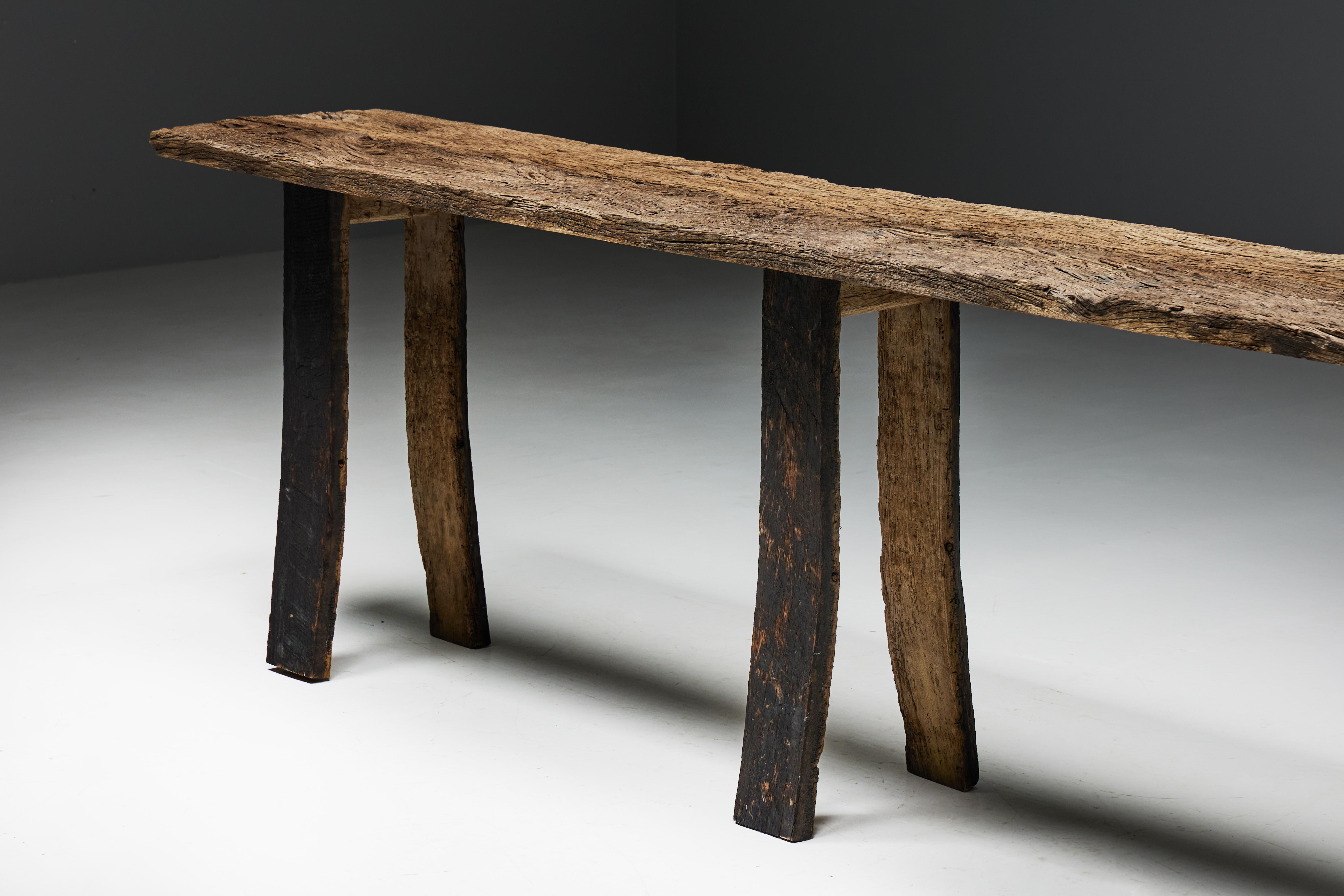 Rustic Wabi Sabi Console Table, France, 19th Century For Sale 6
