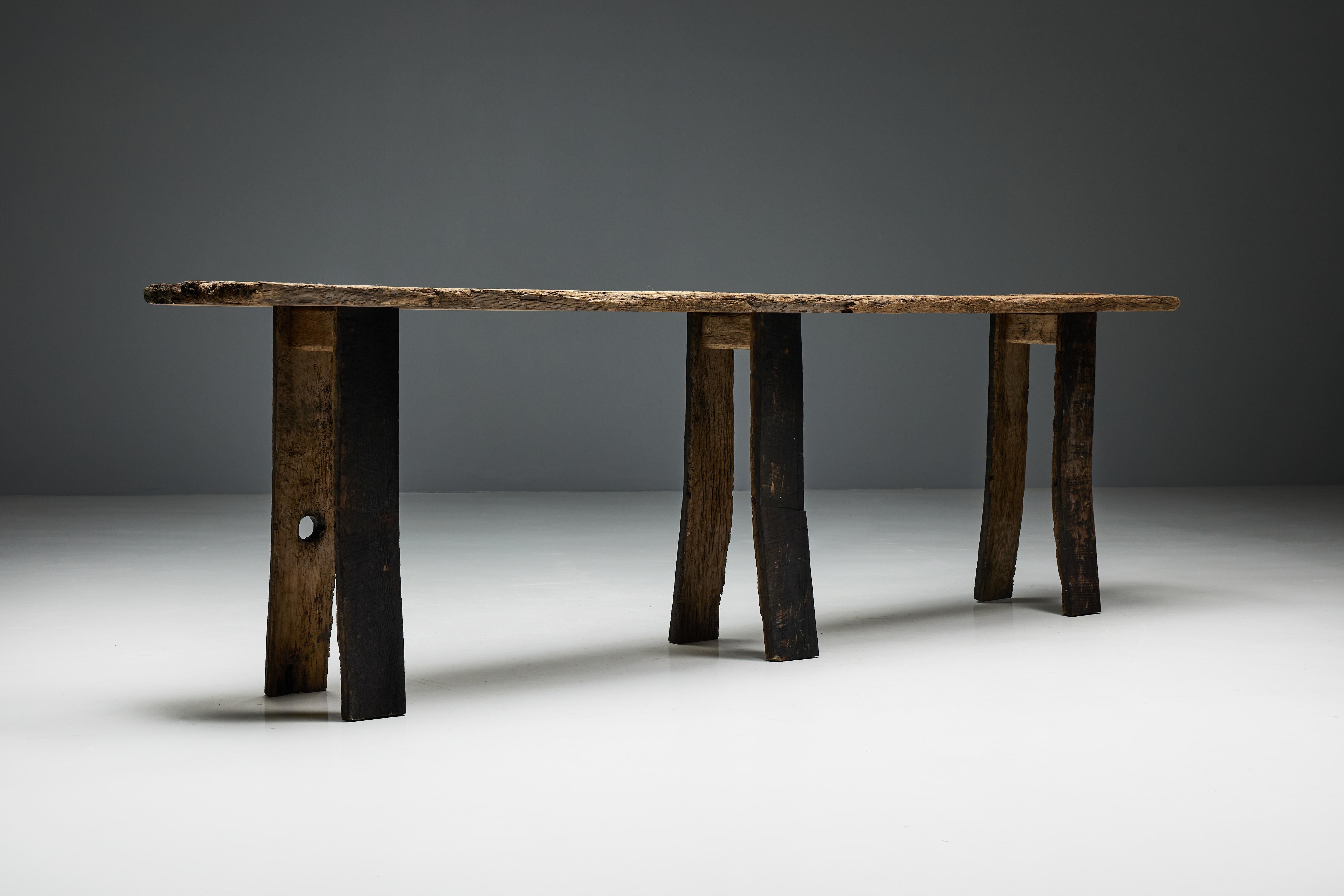 Rustic Wabi Sabi Console Table, France, 19th Century For Sale 7