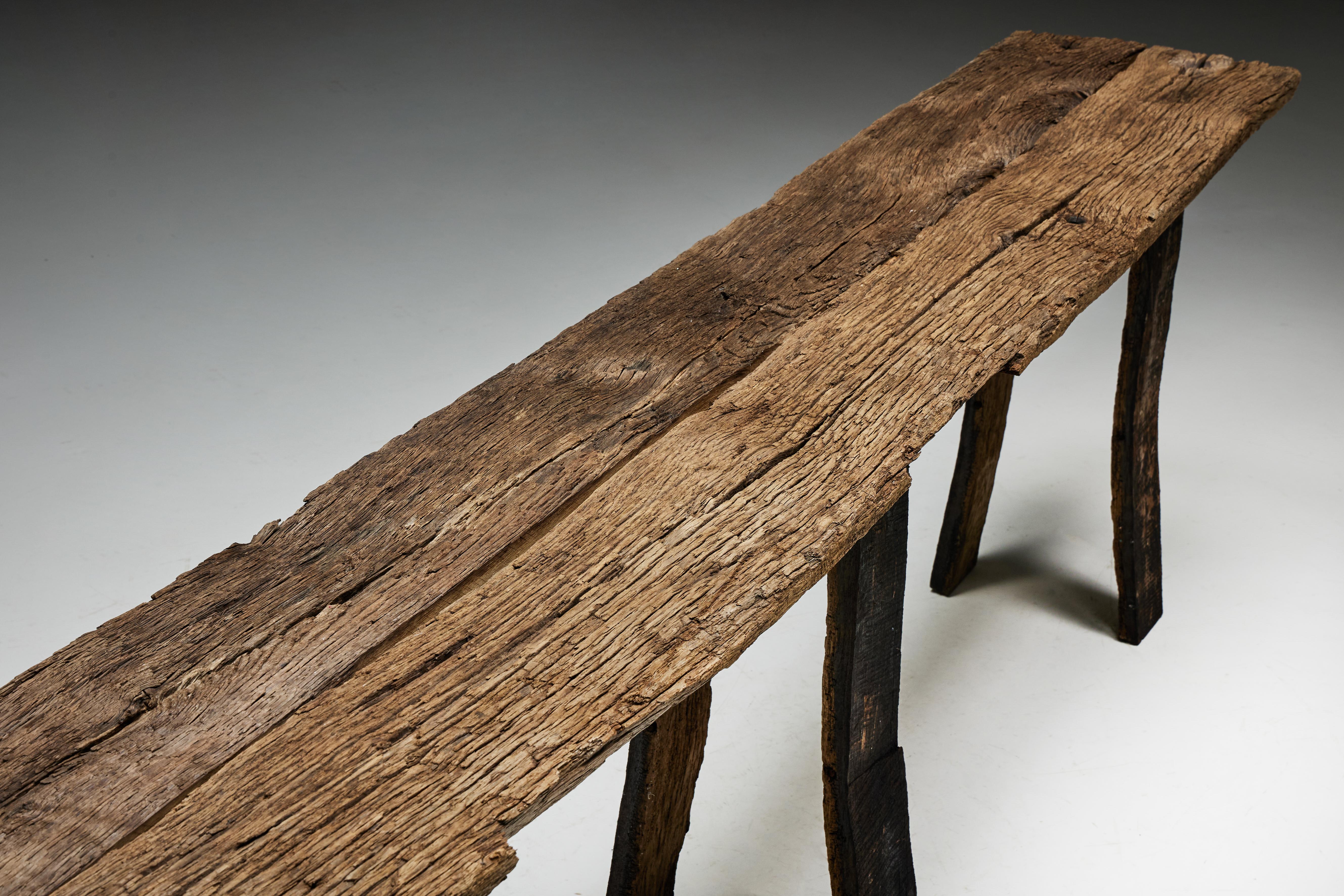 Rustic Wabi Sabi Console Table, France, 19th Century For Sale 8