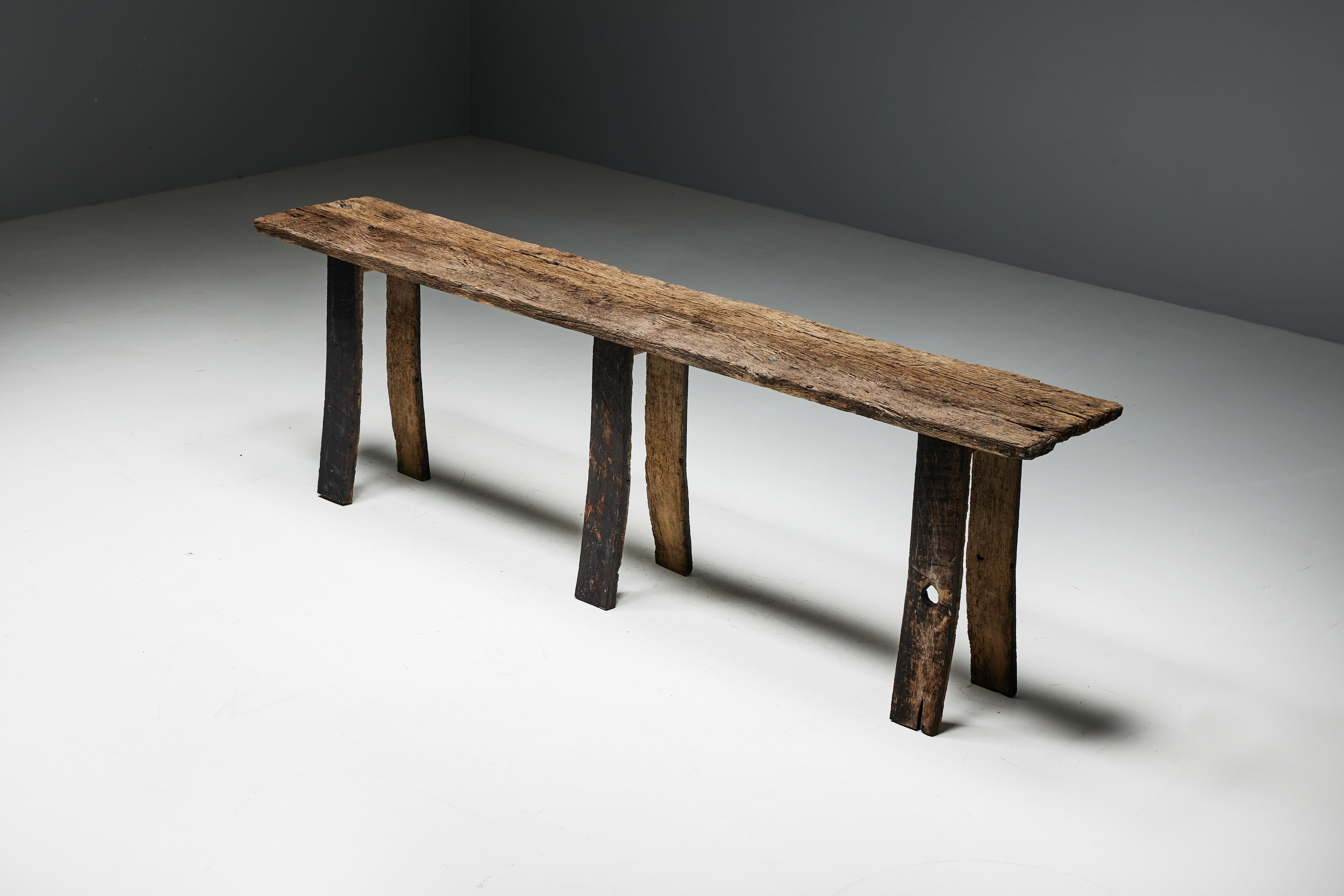 Rustic Wabi Sabi Console Table, France, 19th Century For Sale 1