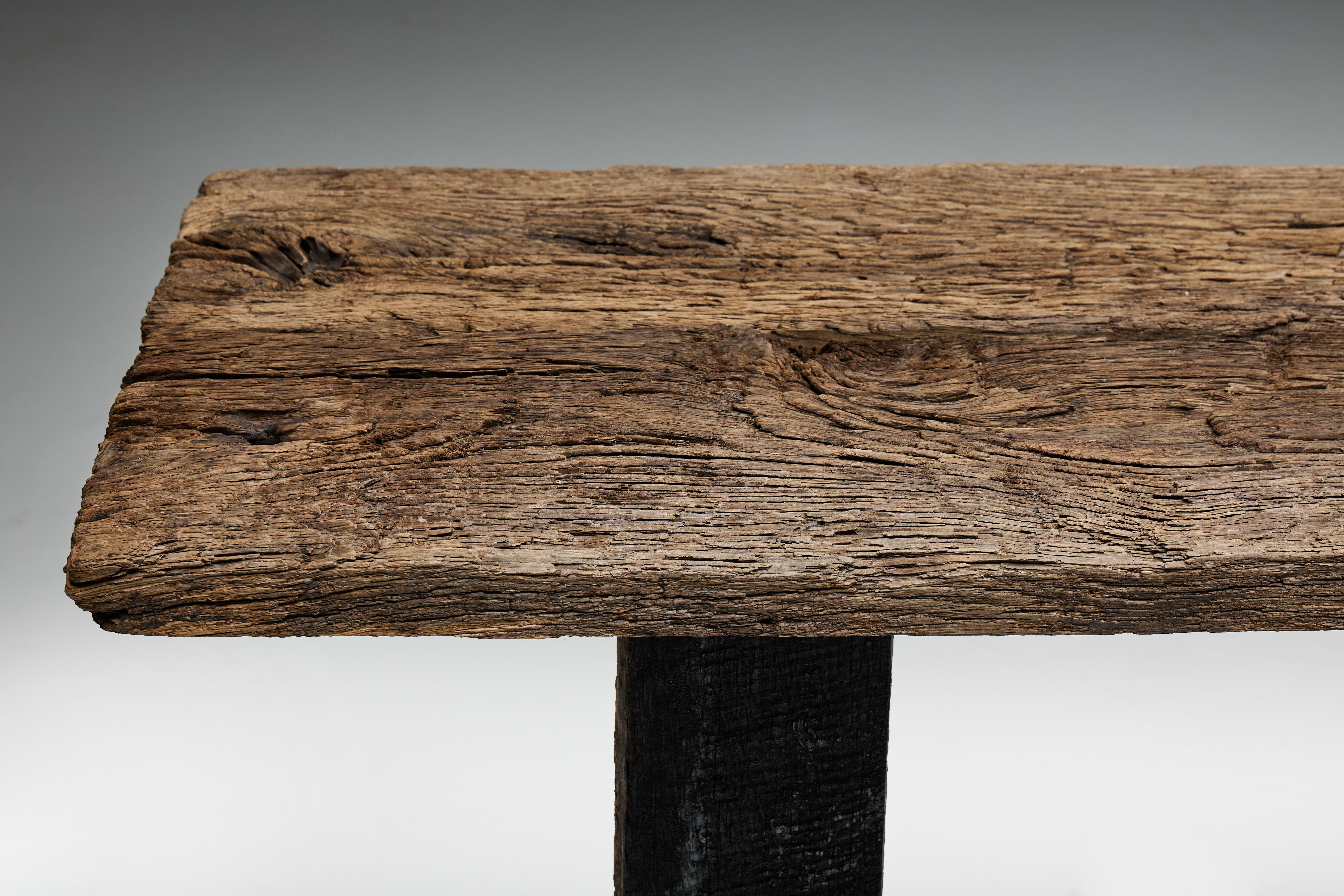 Rustic Wabi Sabi Console Table, France, 19th Century For Sale 2