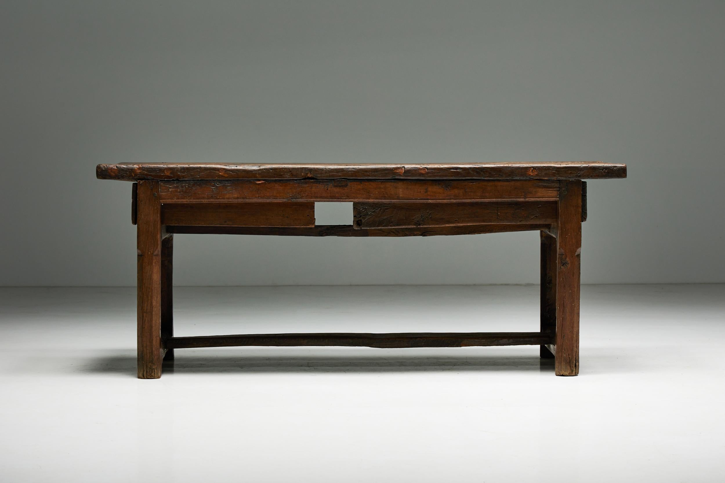 Art Populaire; Rustic; Monoxylite; Console; Dining Table; Table; France; Auvergne; Wabi Sabi; Naive; Folk Art; Travail Populaire; Desk; Console Table; 

19th-century writing table or desk, a true testament to the rich heritage of French