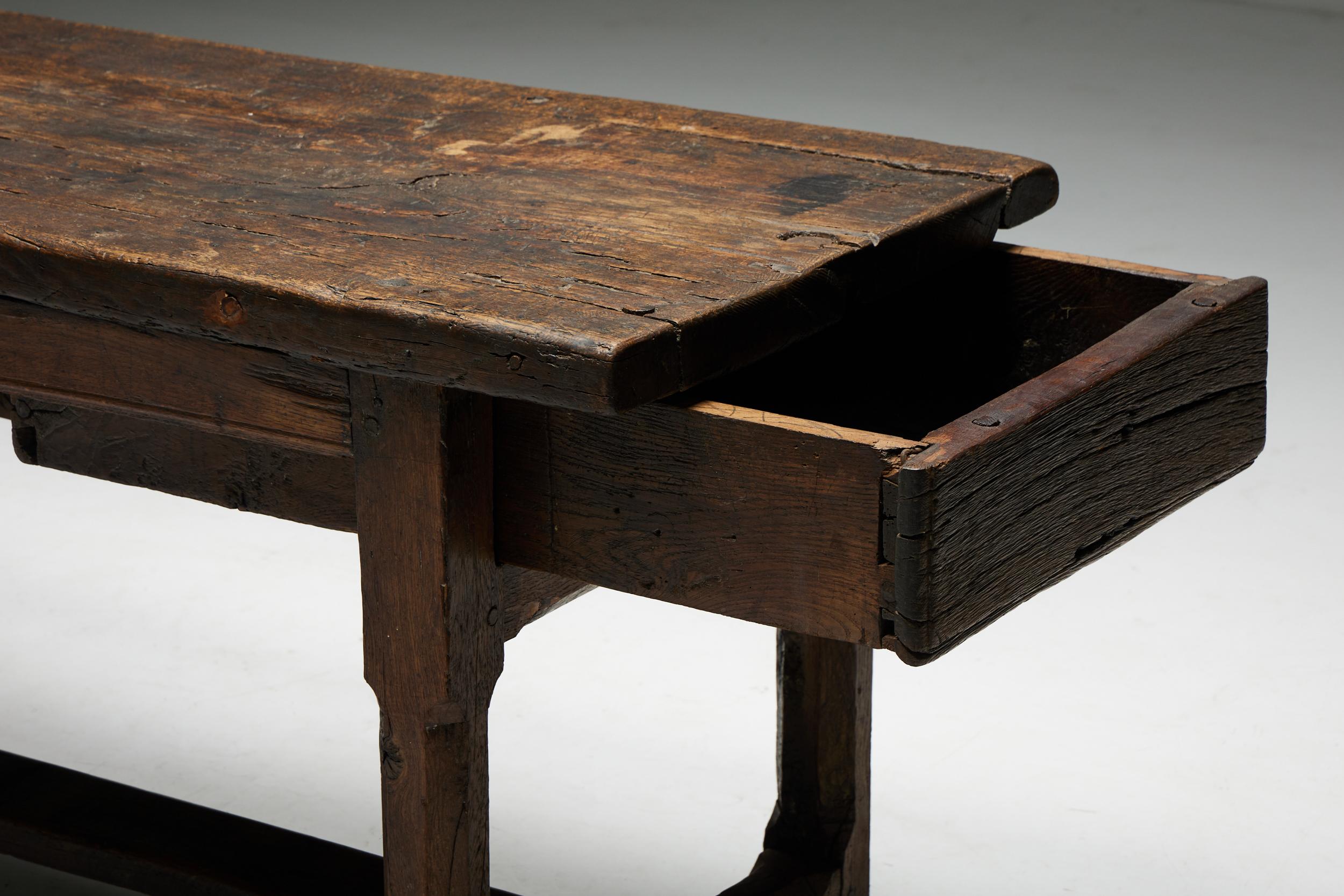 Wood Rustic Wabi Sabi Desk, France, 19th Century For Sale