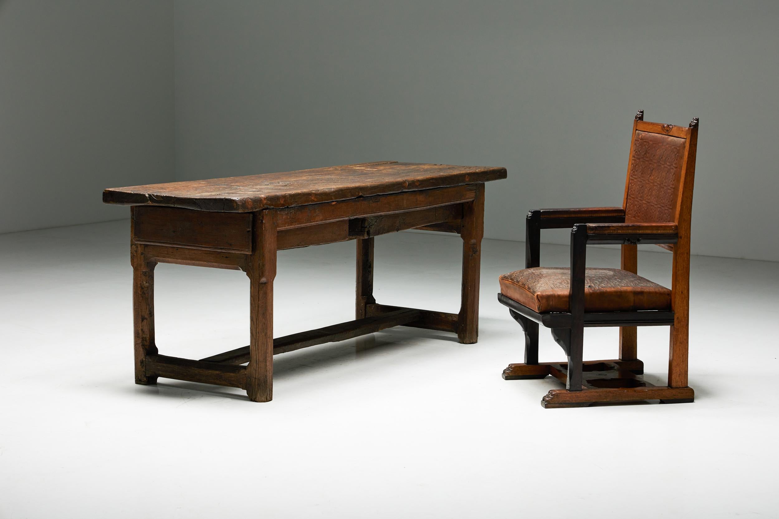 Rustic Wabi Sabi Desk, France, 19th Century For Sale 2