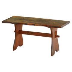 Table à manger / bureau rustique de style wabi-sabi en pin, ébéniste danois, années 1950