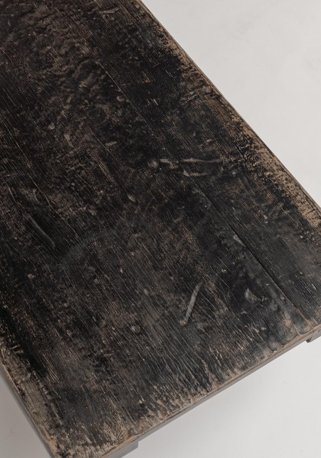 Rustic Wabi Sabi Elm Wood Coffee Table, 1960s, France 5