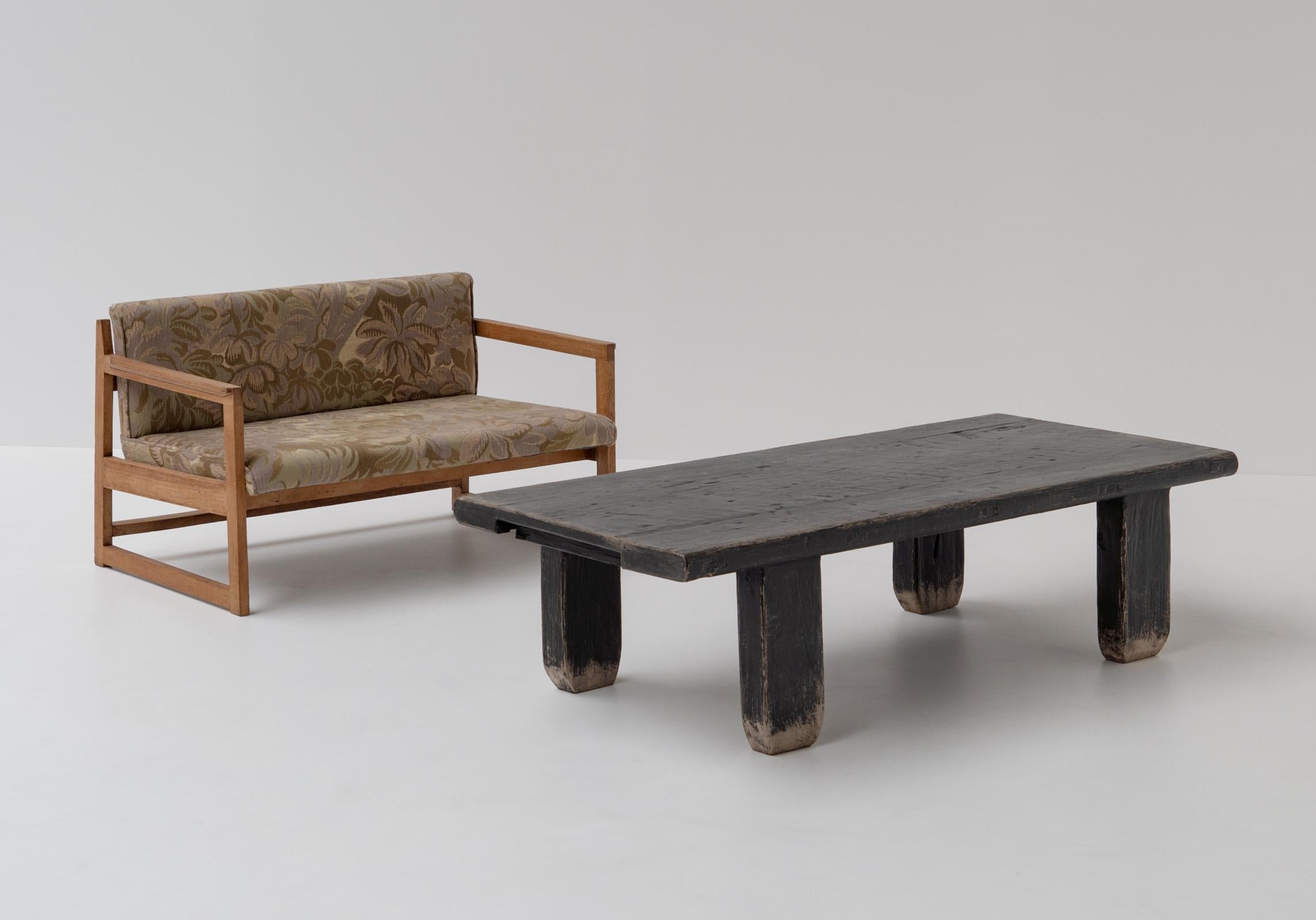 Rustic Wabi Sabi Elm Wood Coffee Table, 1960s, France 6