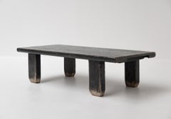 Mesa de centro rústica de madera de olmo Wabi Sabi, años 60, Francia