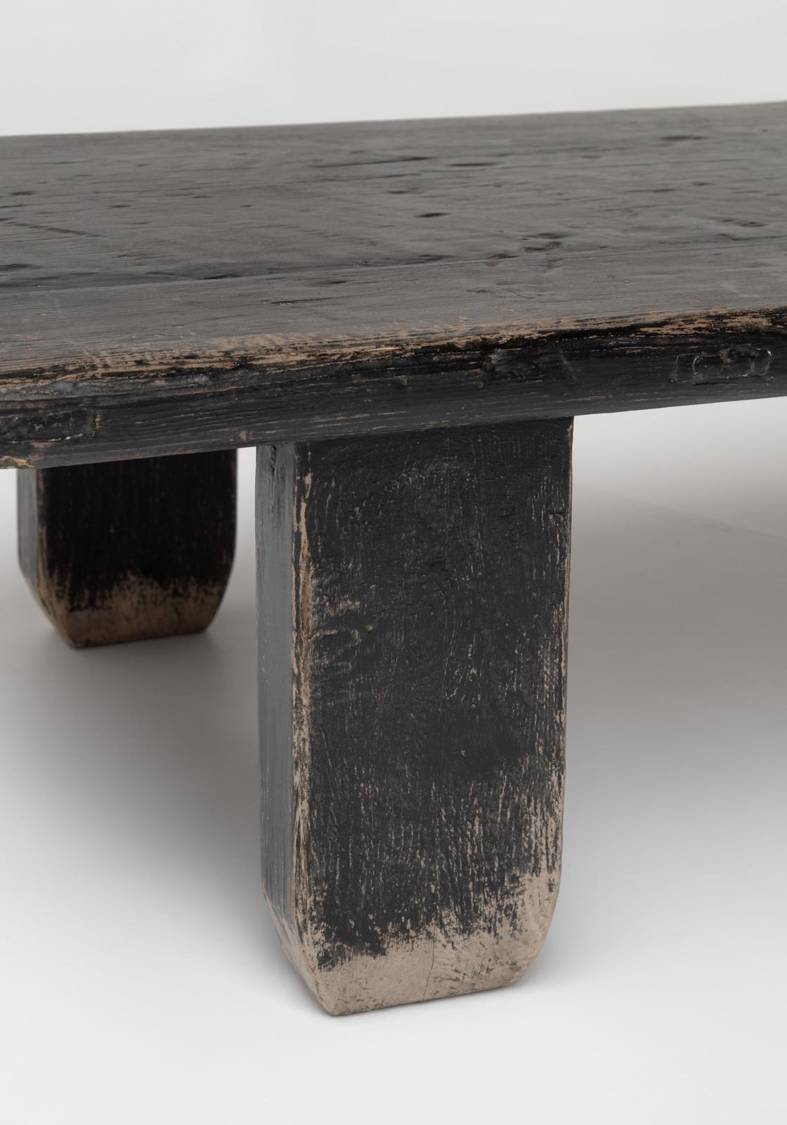 Rustic Wabi Sabi Elm Wood Coffee Table, 1960s, France In Good Condition In Aartselaar, BE
