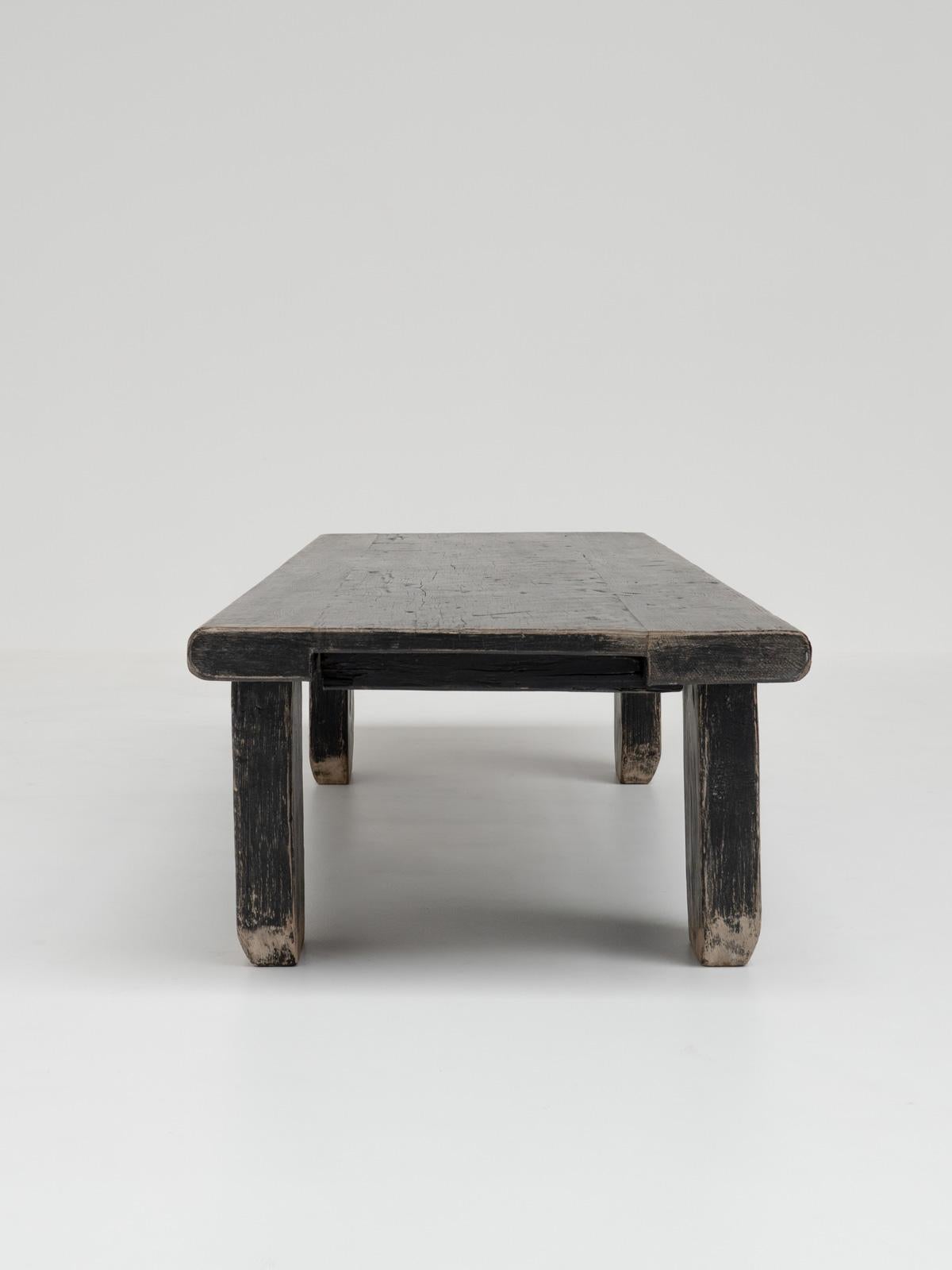 Rustic Wabi Sabi Elm Wood Coffee Table, 1960s, France 3