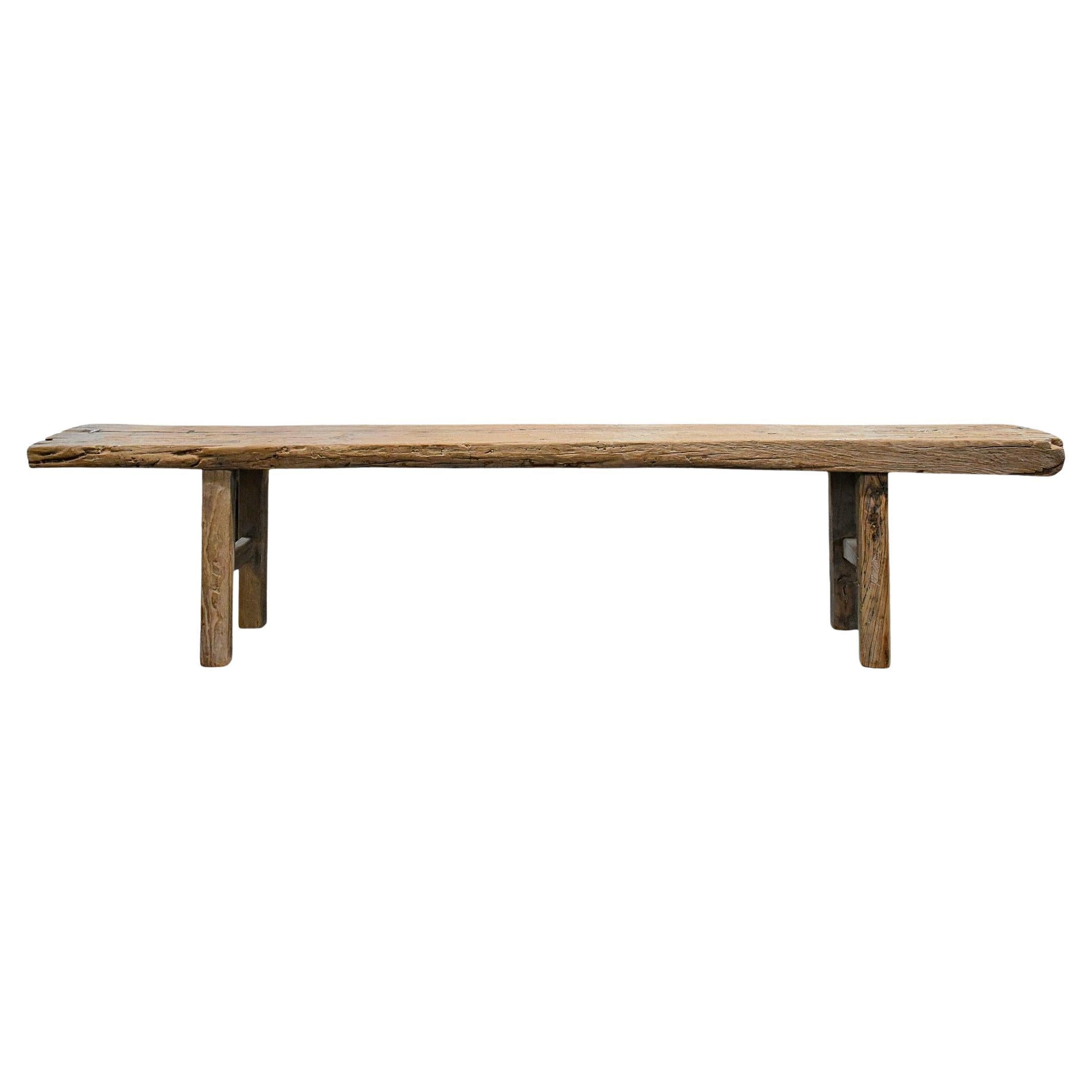 Banc rustique en bois d'orme Wabi Sabi