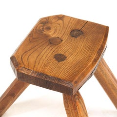 Rustic Wabi Sabi Minimalist Brutalist Stool or Side Table in Oak