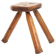 Rustic Wabi Sabi Minimalist Brutalist Stool or Side Table in Oak