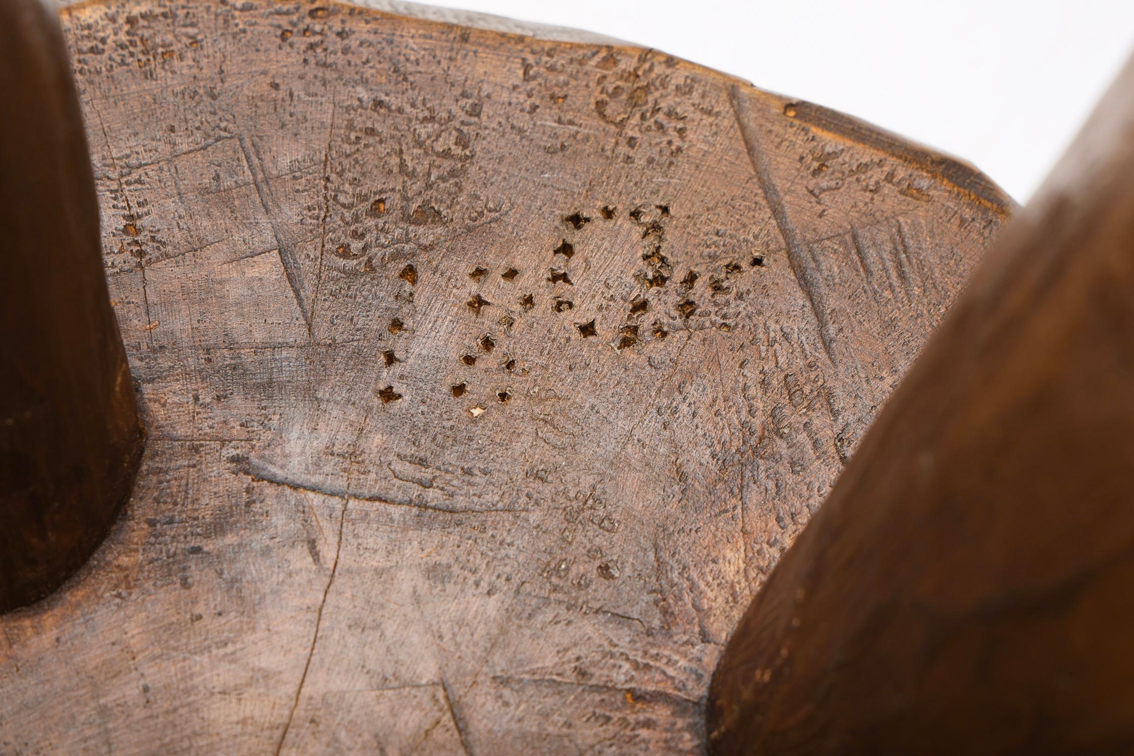 Rustic Wabi-Sabi Round Wooden Coffee Table, France, 1950's 4