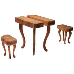 Rustic Wabi Sabi Set Table and Stools