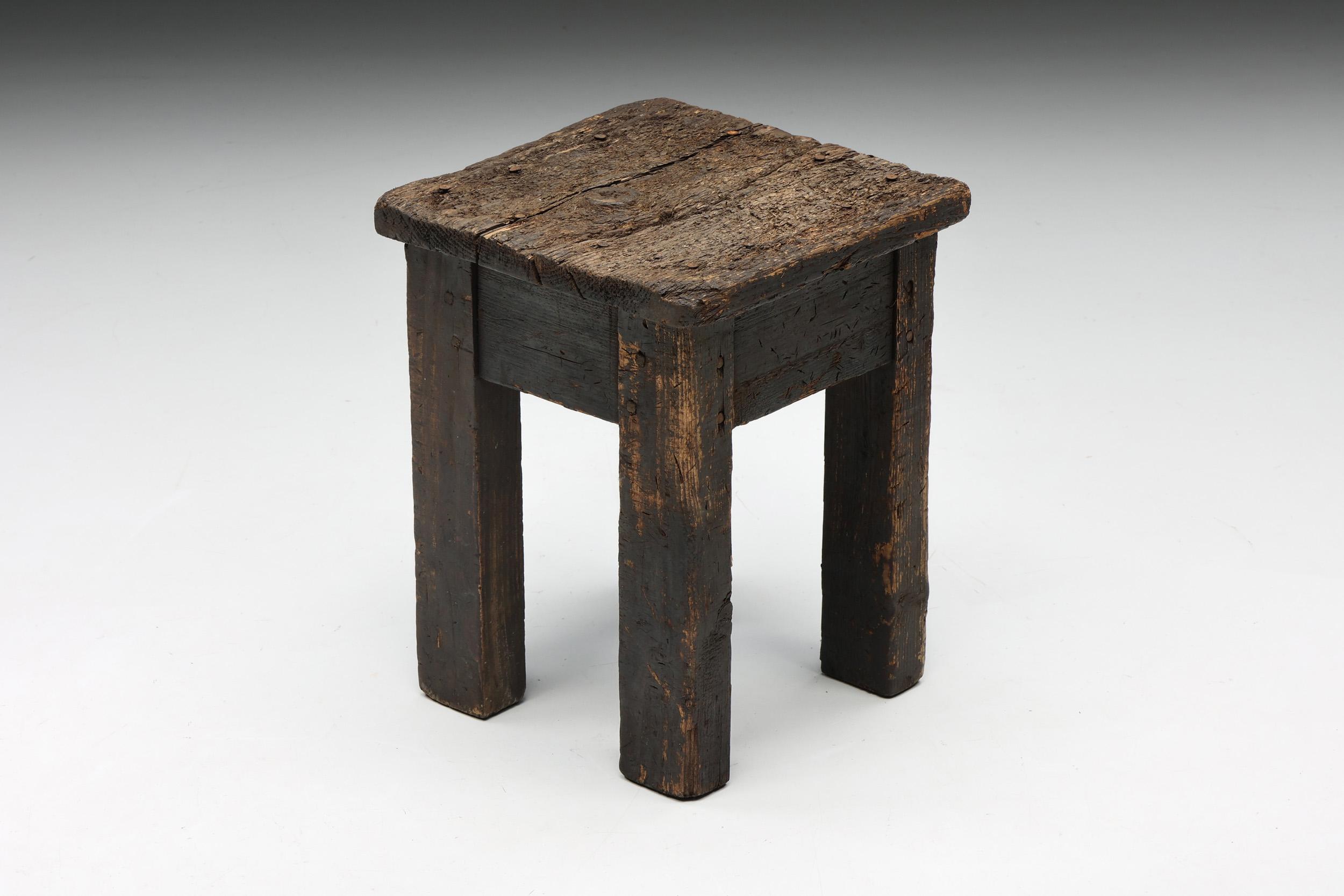 Rustic; Wabi Sabi; Side Table; Stool; France; 1950s; Mid-Century Modern; 

This rustic wabi-sabi wooden side table can also be used as a stool. The design reminds us of the wabi-sabi philosophy which centres around the appreciation of the beauty of
