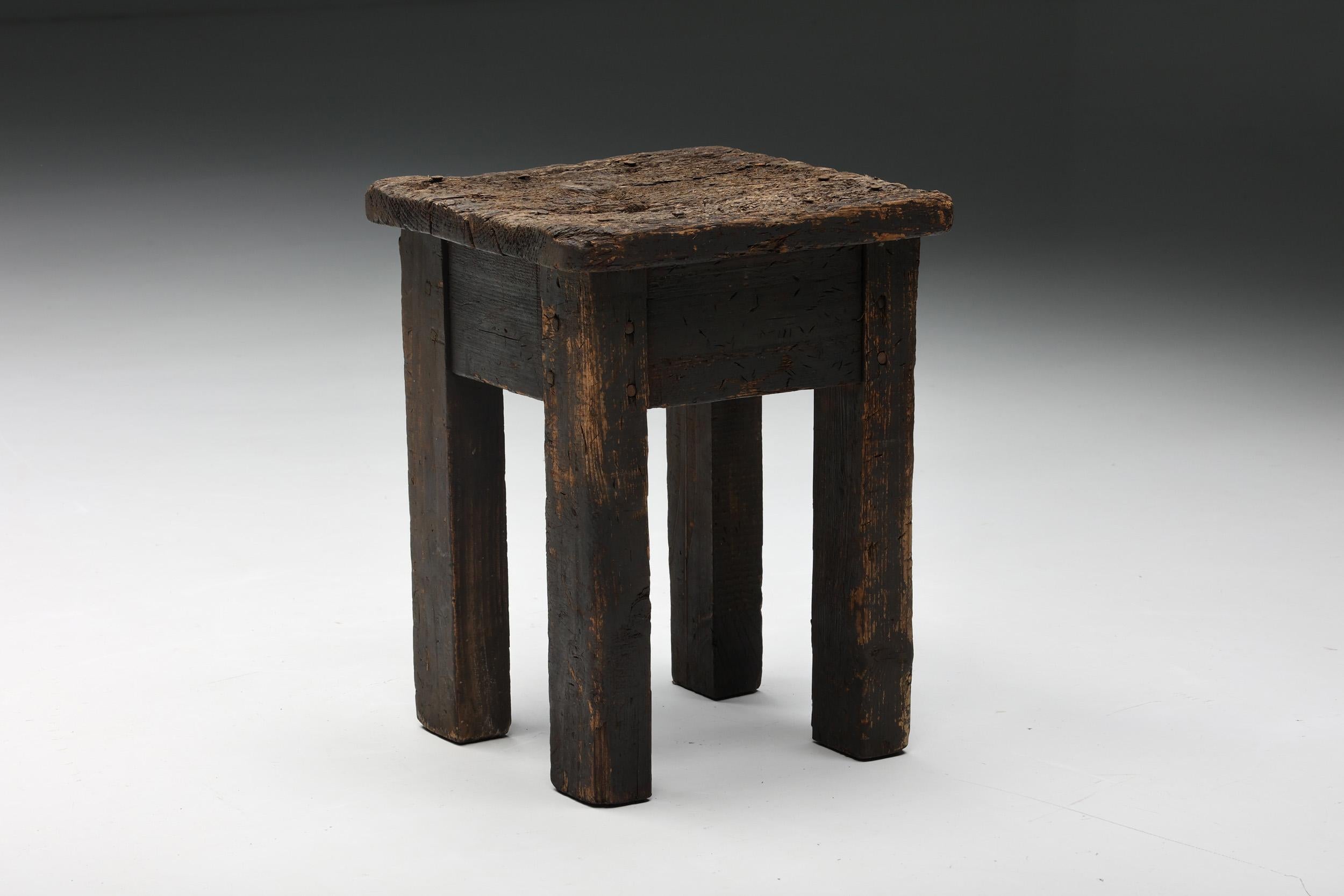 rustic stool side table