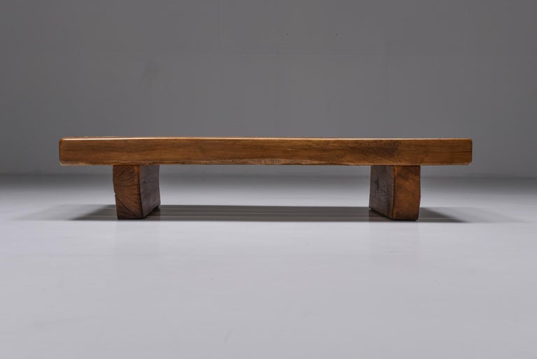 French Rustic Wabi-Sabi Solid Wood Coffee Table 