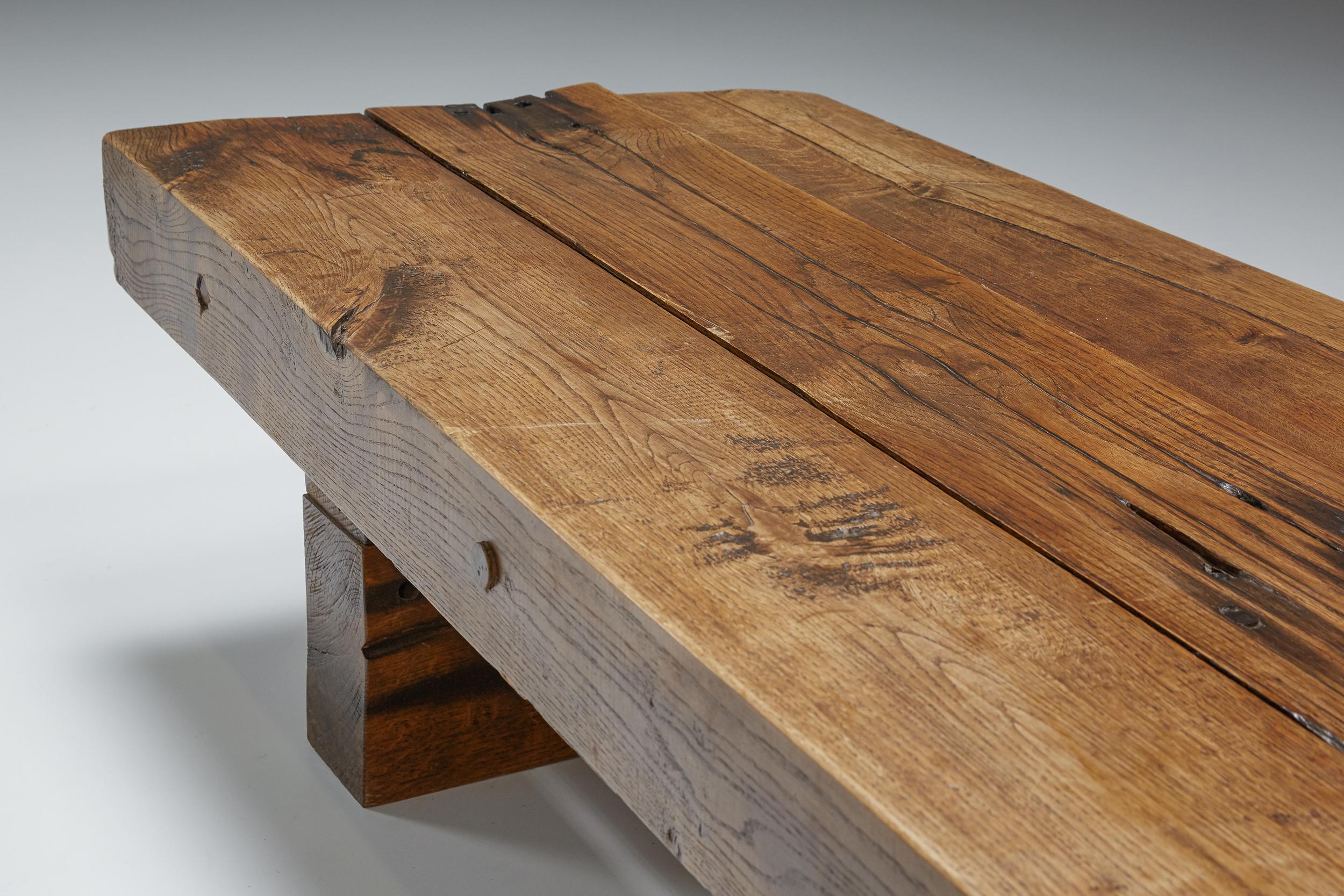 French Rustic Wabi-Sabi Solid Wood Coffee Table