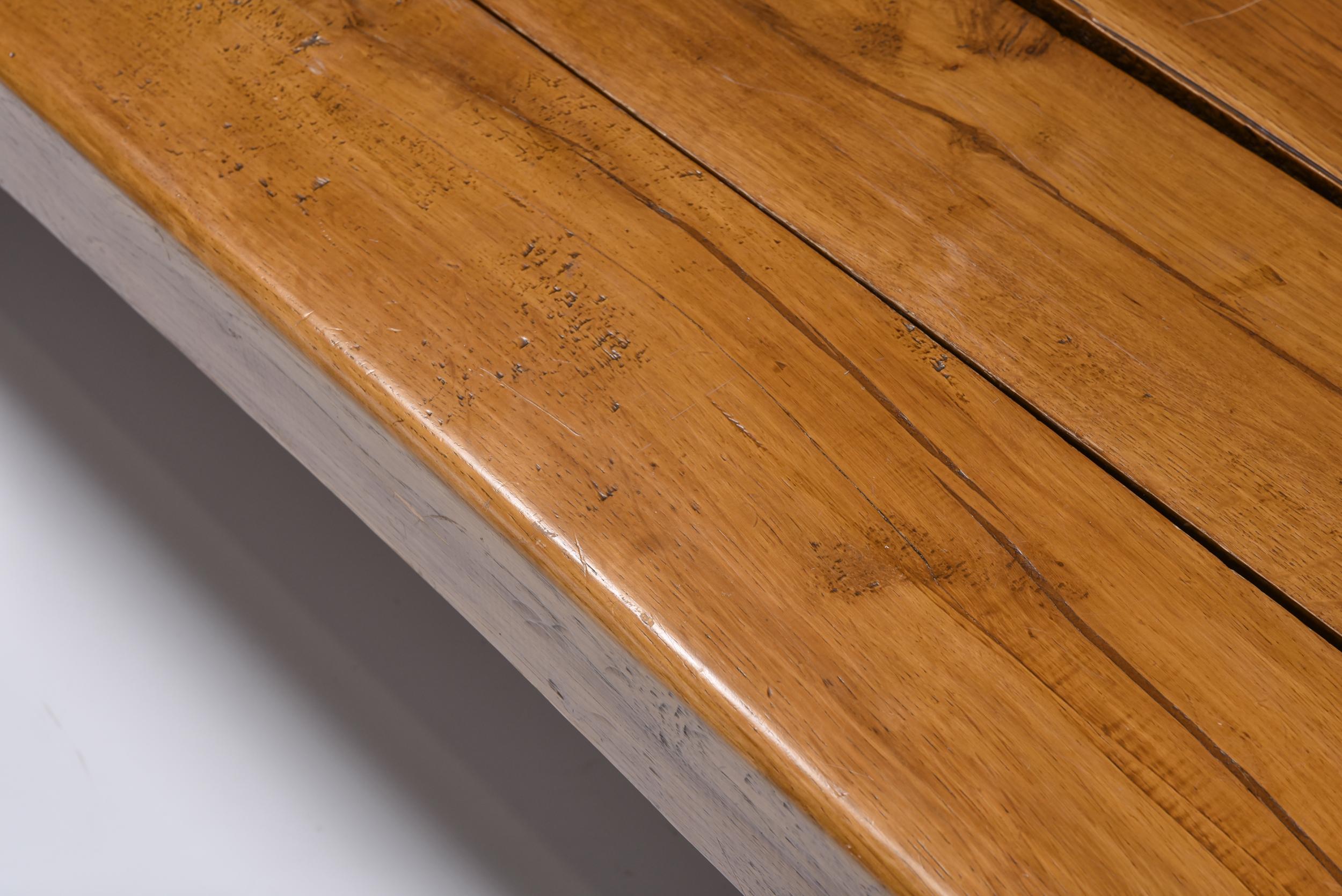 Mid-20th Century Rustic Wabi-Sabi Solid Wood Coffee Table 