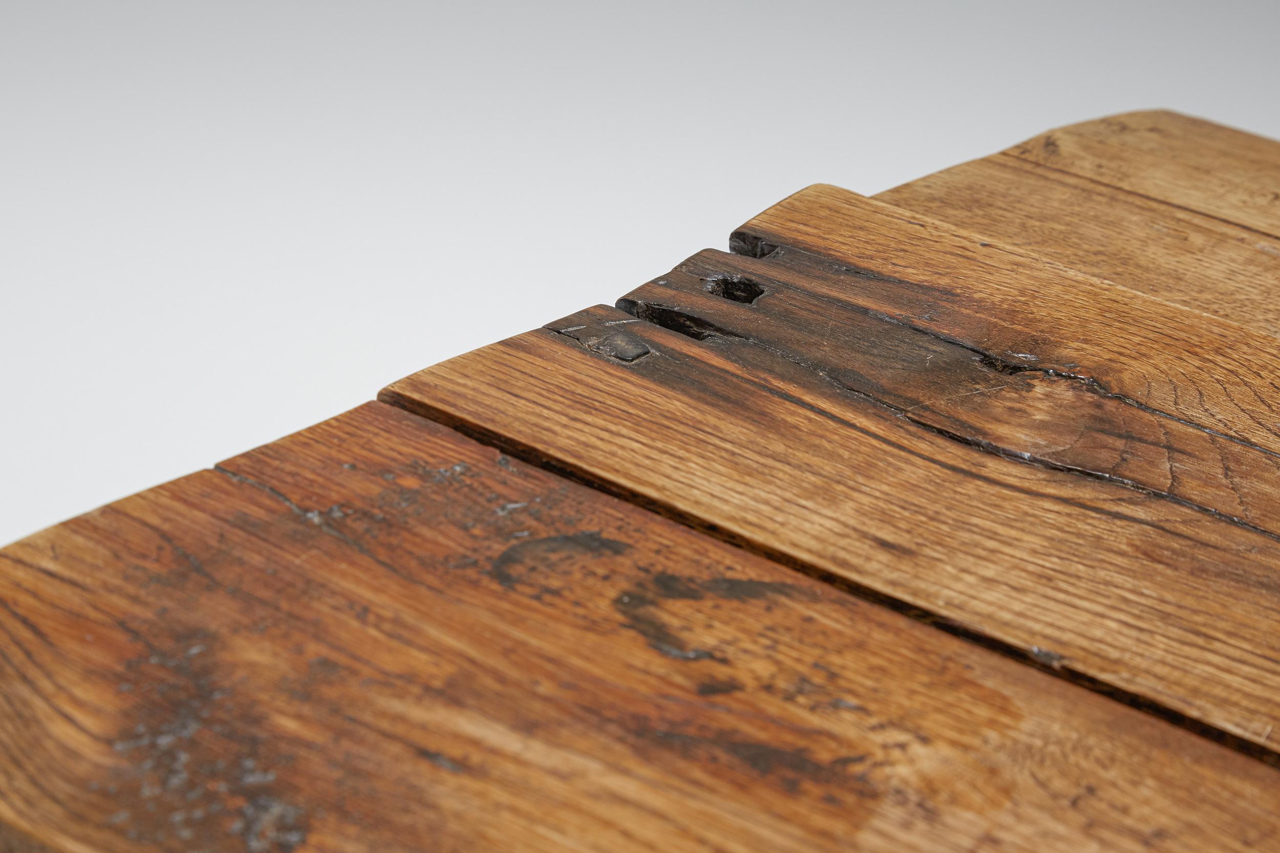 Mid-20th Century Rustic Wabi-Sabi Solid Wood Coffee Table