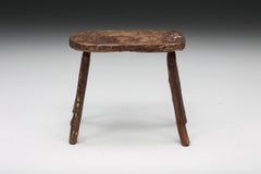 Rustic Wabi Sabi Stool, Four Legged, France, 1940s