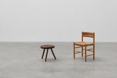 Rustic Wabi Sabi style solid oak tripod stool, France ca. 1850